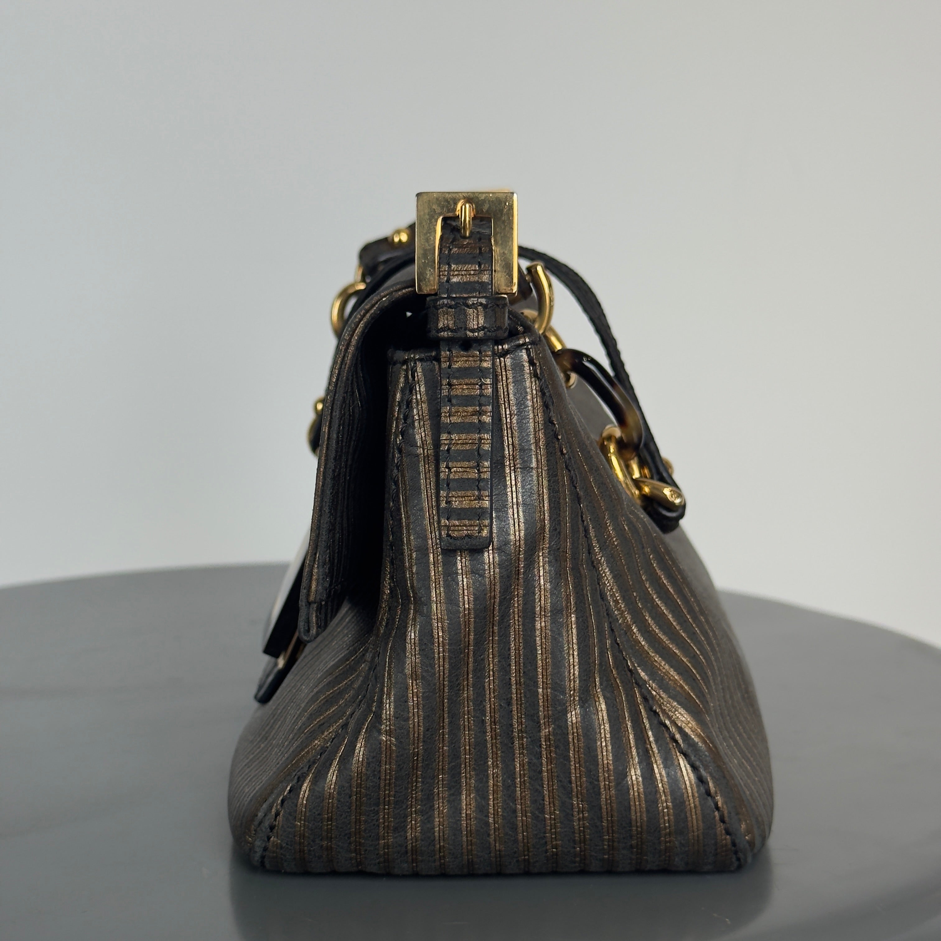 Fendi Bi-Color Striped Leather Mini Mama Baguette Bag - Queen May