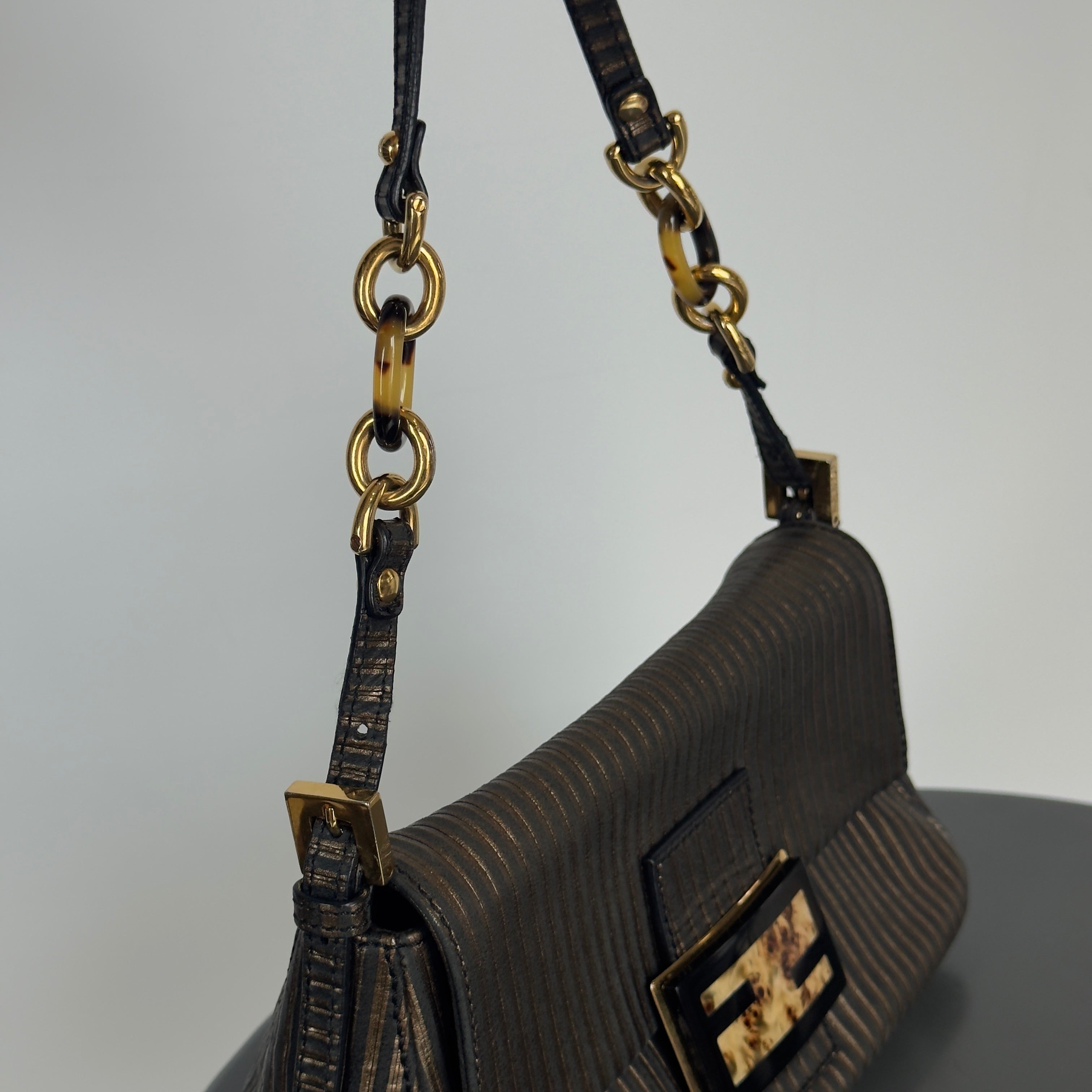 Fendi Bi-Color Striped Leather Mini Mama Baguette Bag - Queen May
