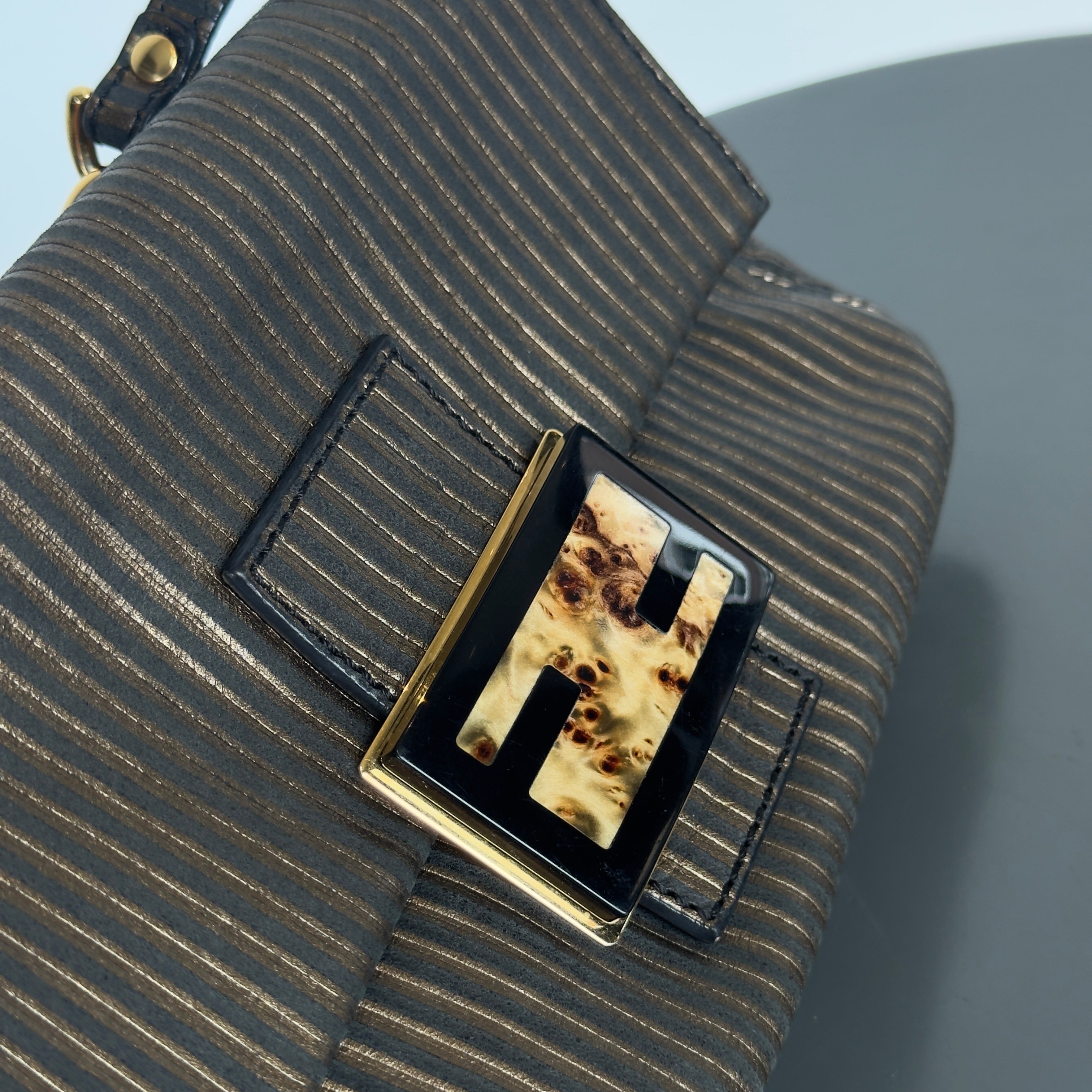 Fendi Bi-Color Striped Leather Mini Mama Baguette Bag - Queen May