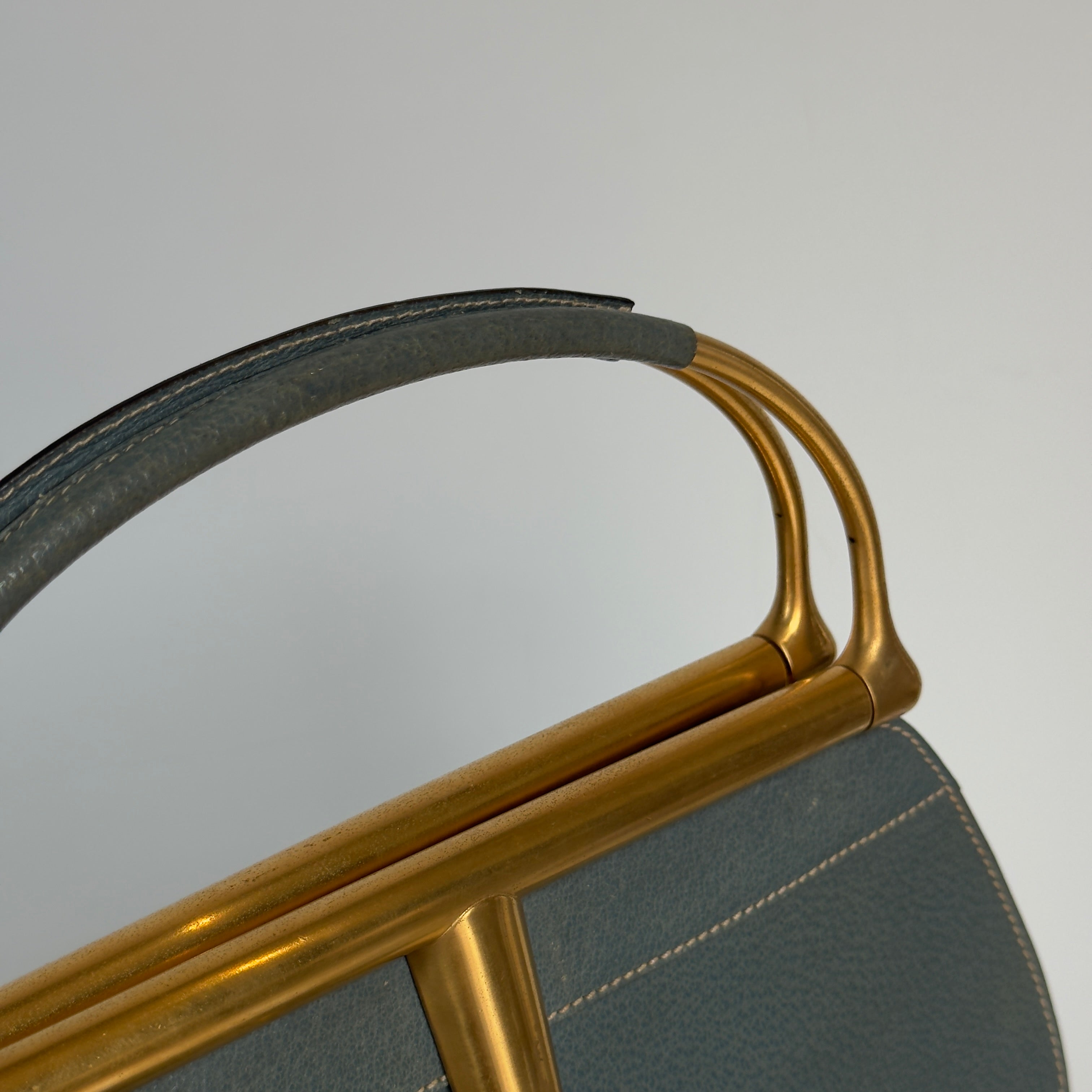 Rare Vintage Gucci Blue Jean Leather Snafflebit Top Handle Bag - Queen May