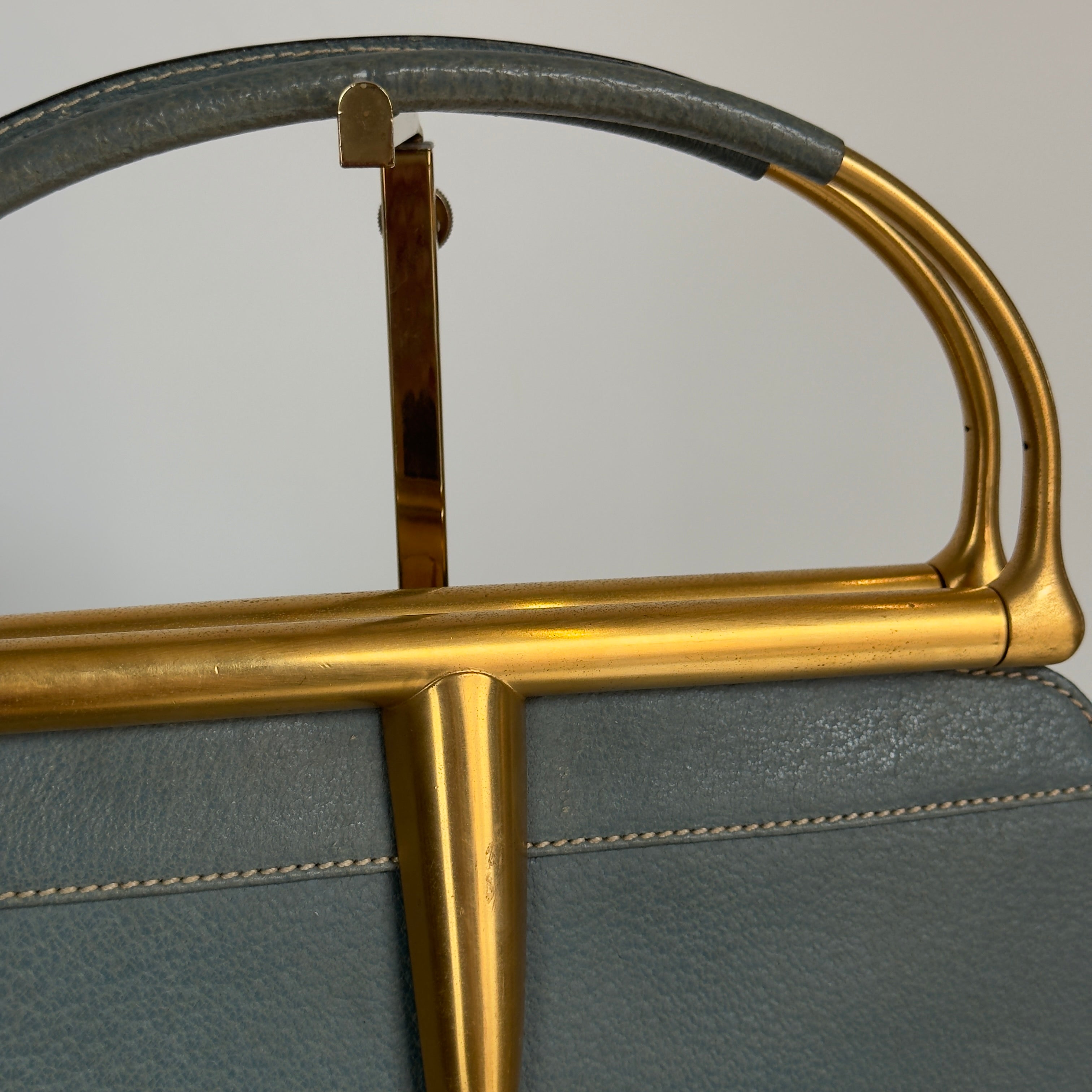 Rare Vintage Gucci Blue Jean Leather Snafflebit Top Handle Bag - Queen May