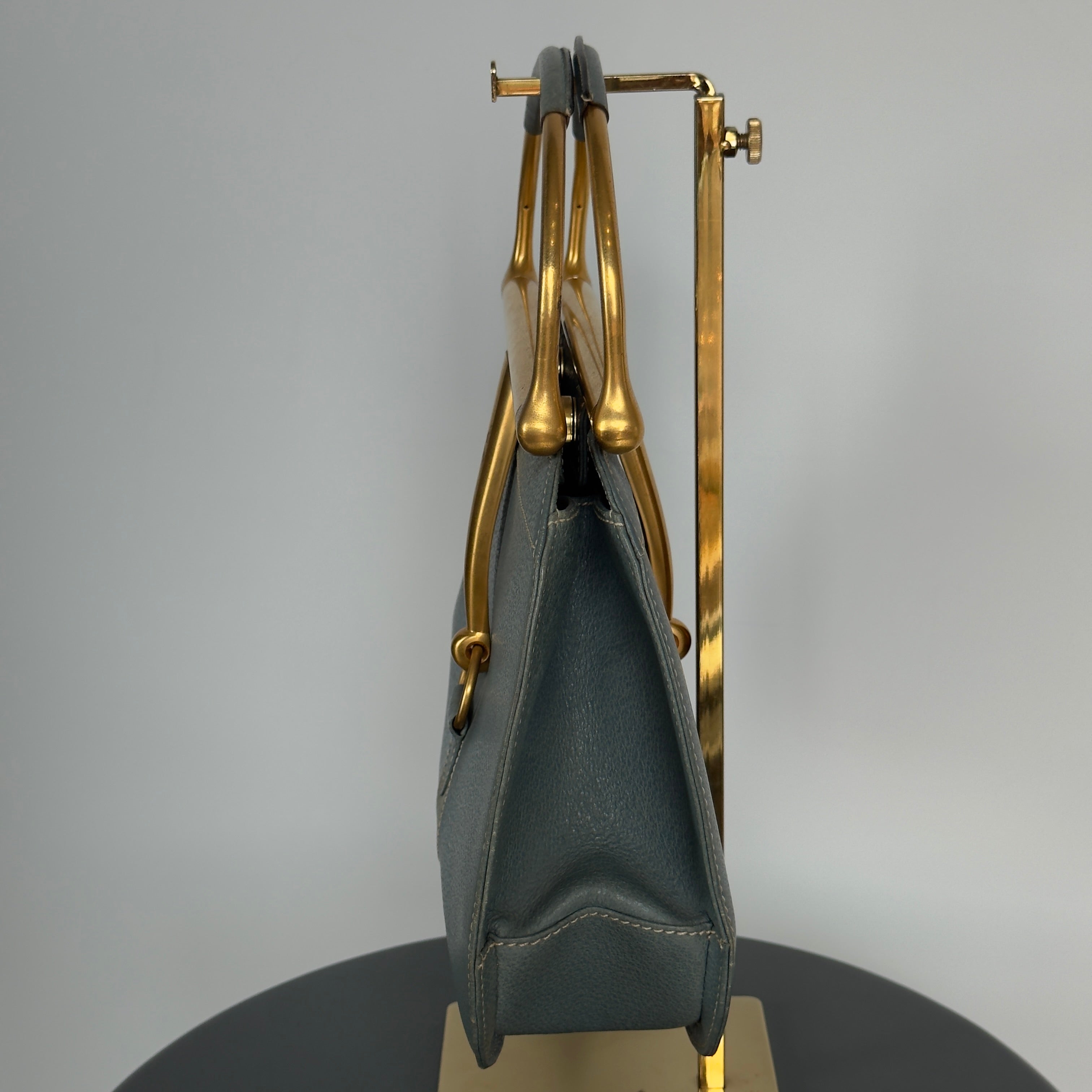 Rare Vintage Gucci Blue Jean Leather Snafflebit Top Handle Bag - Queen May