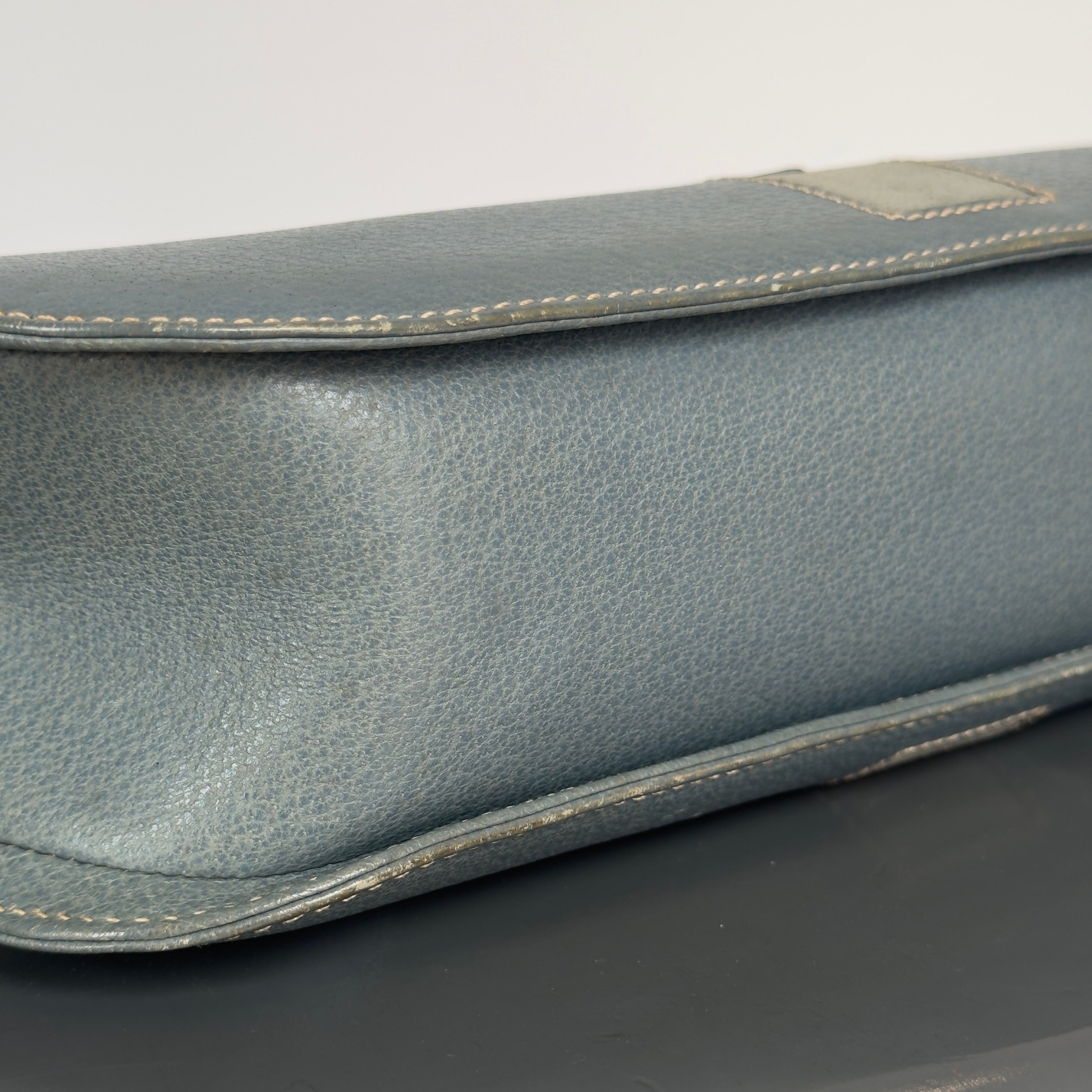 Rare Vintage Gucci Blue Jean Leather Snafflebit Top Handle Bag - Queen May