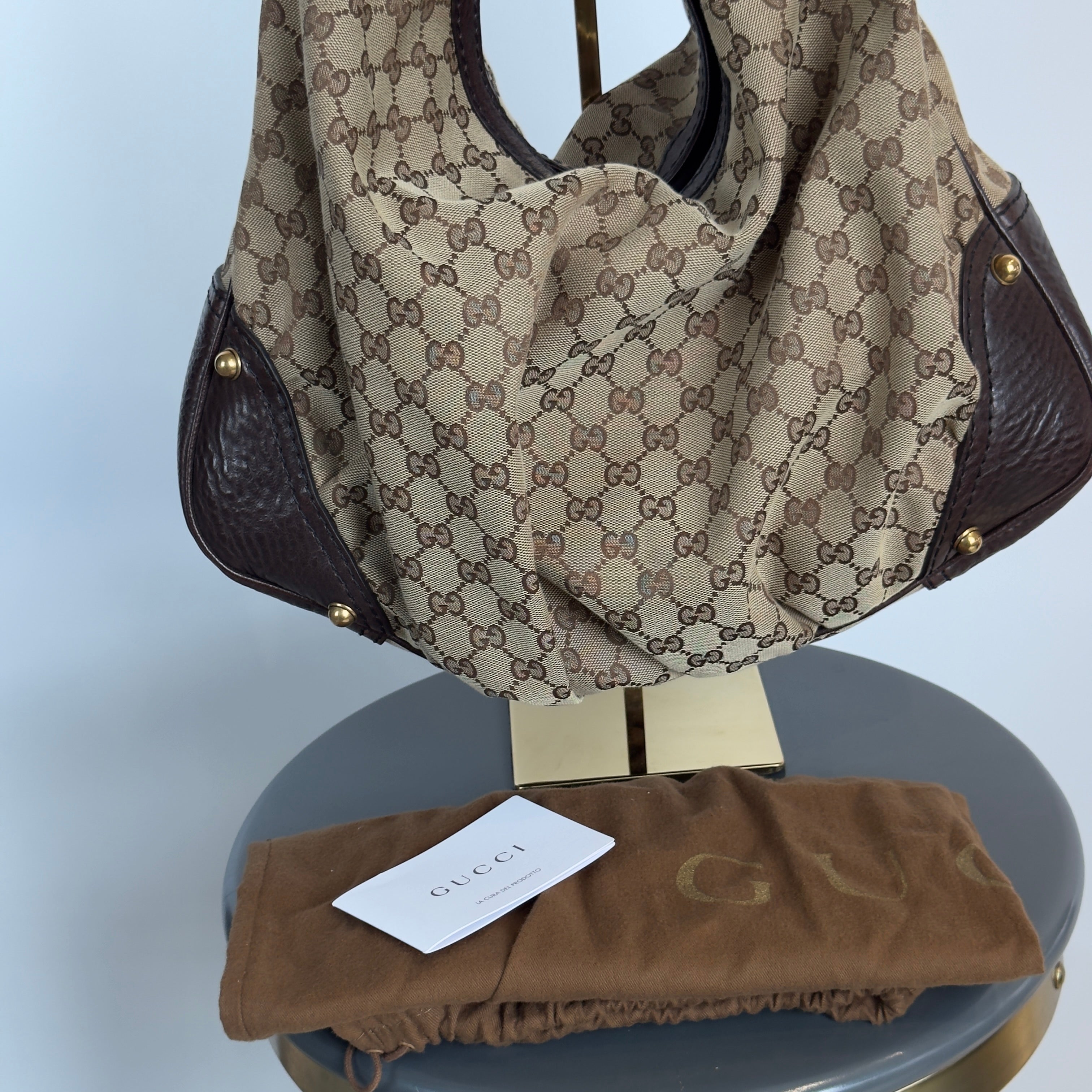 Gucci Monogram Canvas Jockey Hobo - Queen May