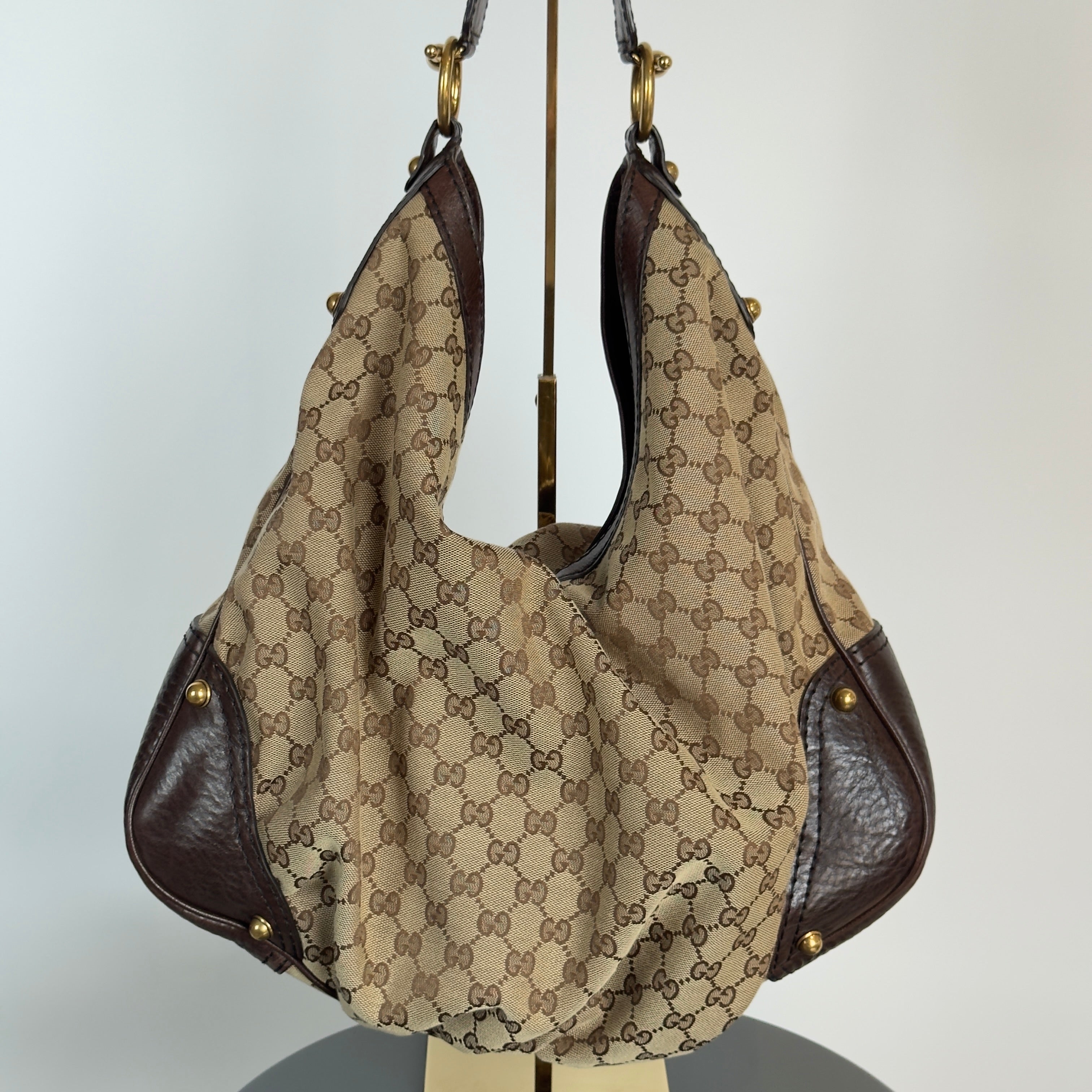 Gucci Monogram Canvas Jockey Hobo - Queen May