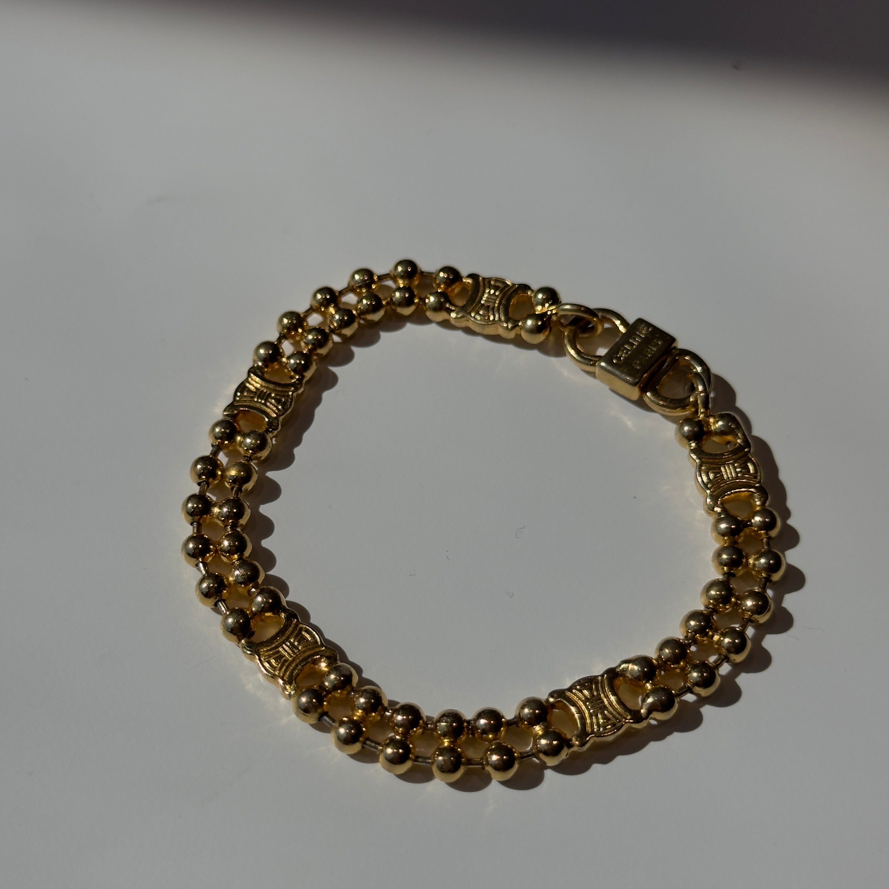 Vintage Celine Gold Tone Triomphe Bracelet - Queen May