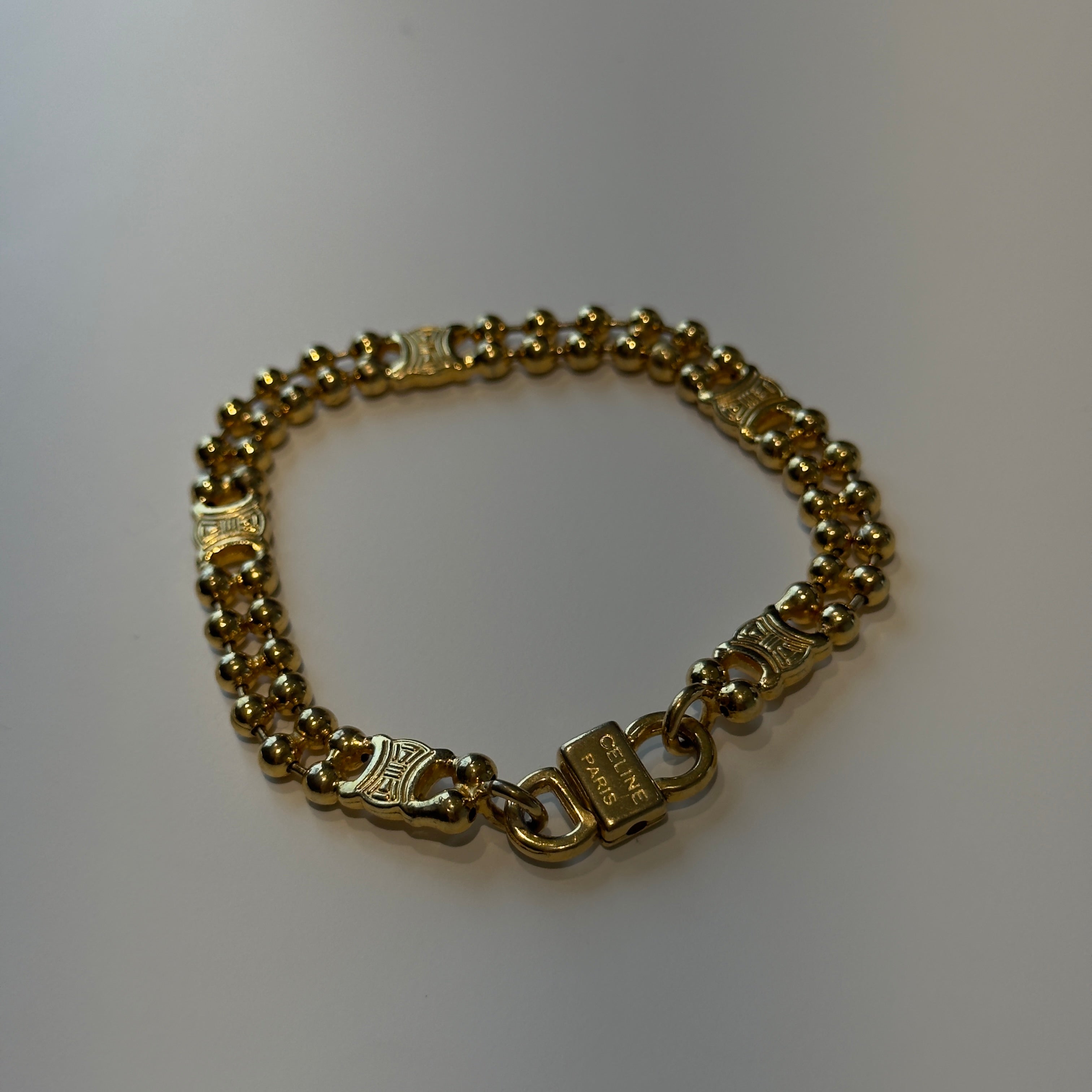 Vintage Celine Gold Tone Triomphe Bracelet - Queen May