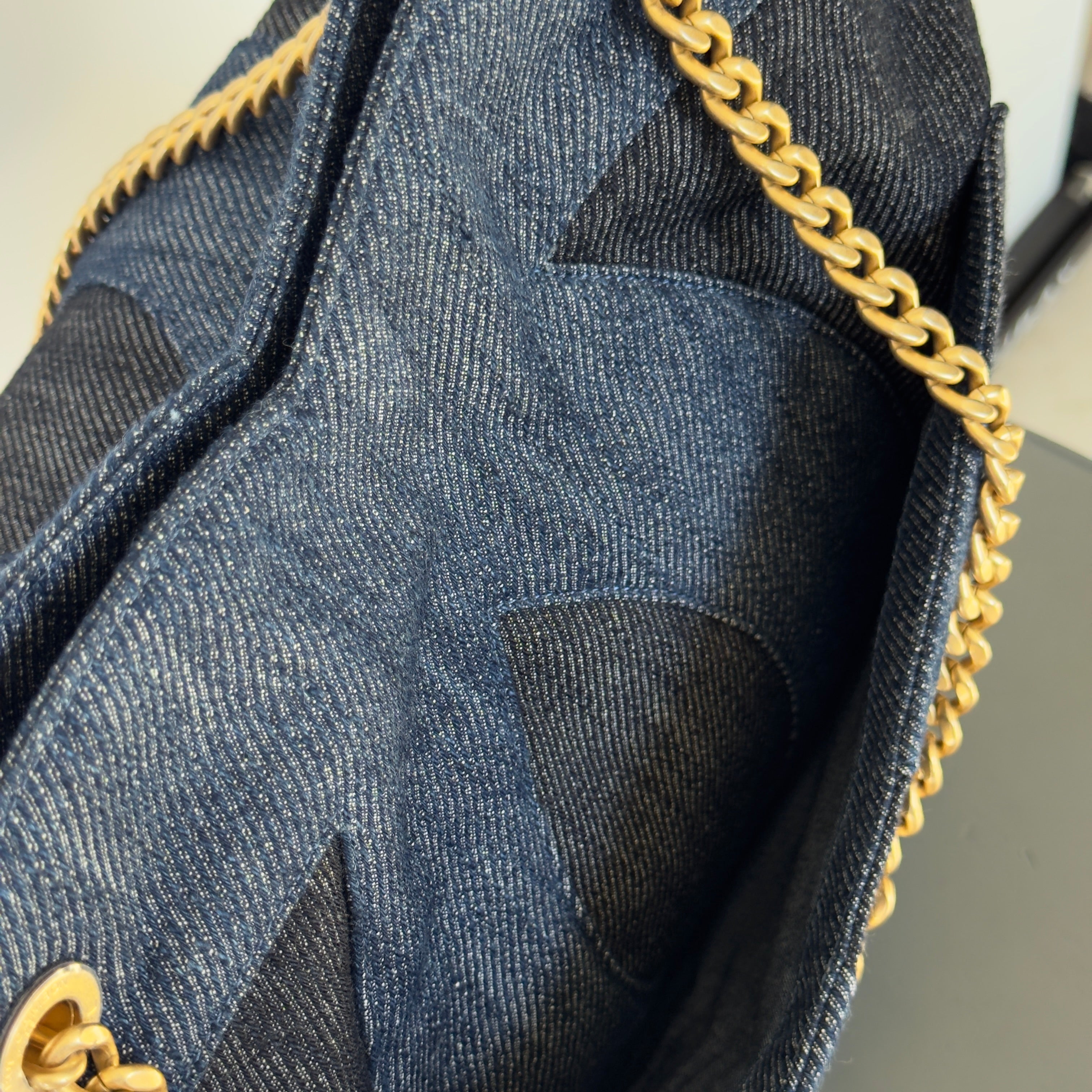 Chanel Denim Large Two Tone CC Shopping Tote with interior removable pochette - Queen May