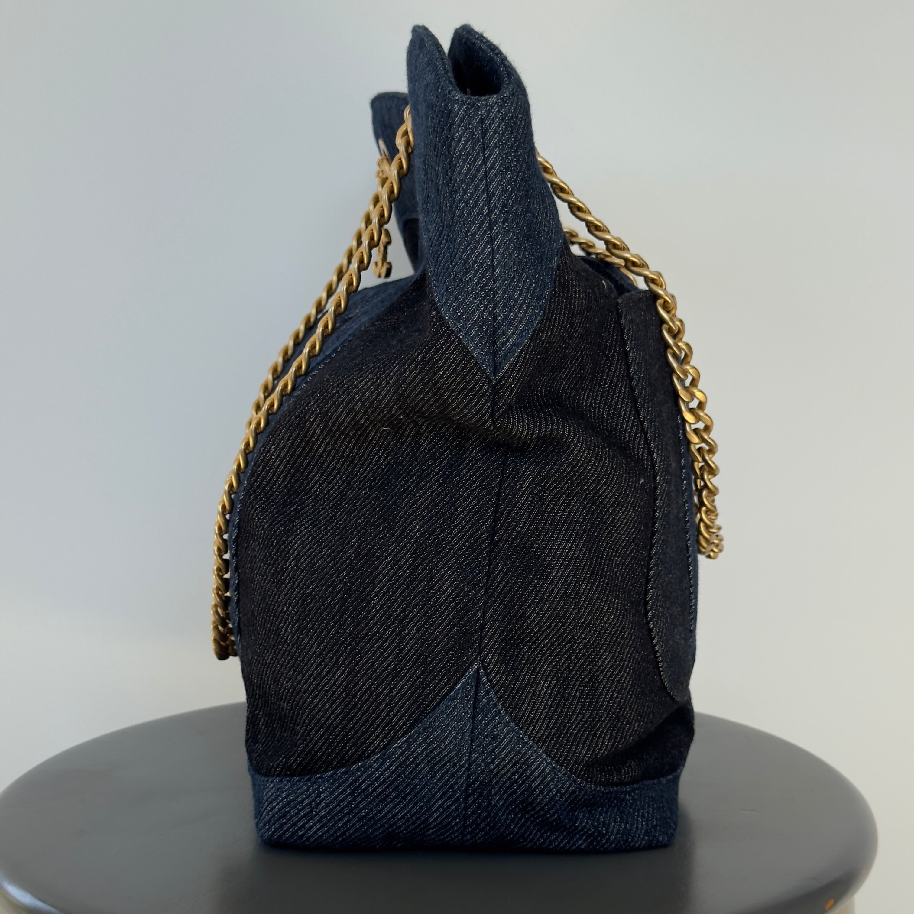 Chanel Denim Large Two Tone CC Shopping Tote with interior removable pochette - Queen May