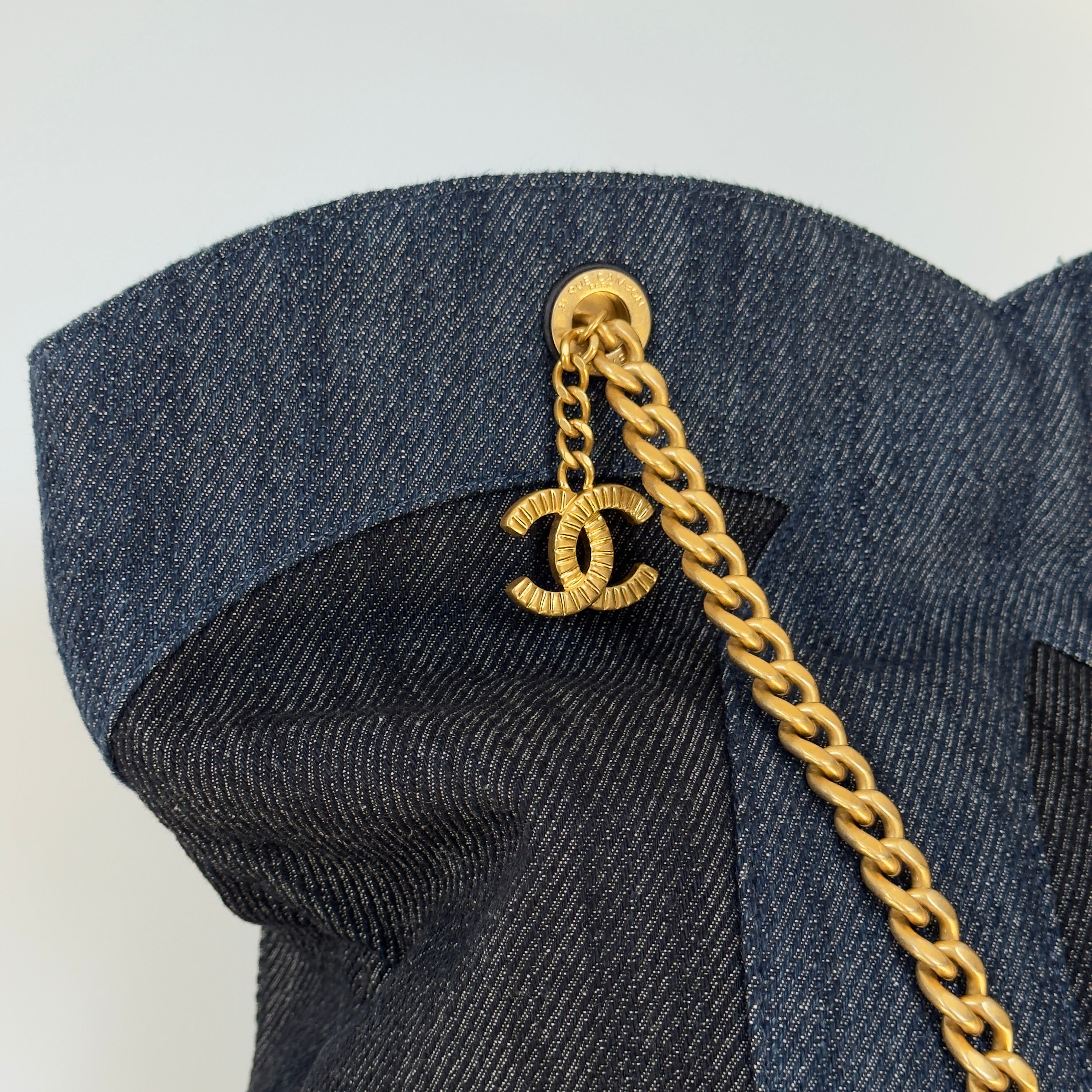 Chanel Denim Large Two Tone CC Shopping Tote with interior removable pochette - Queen May