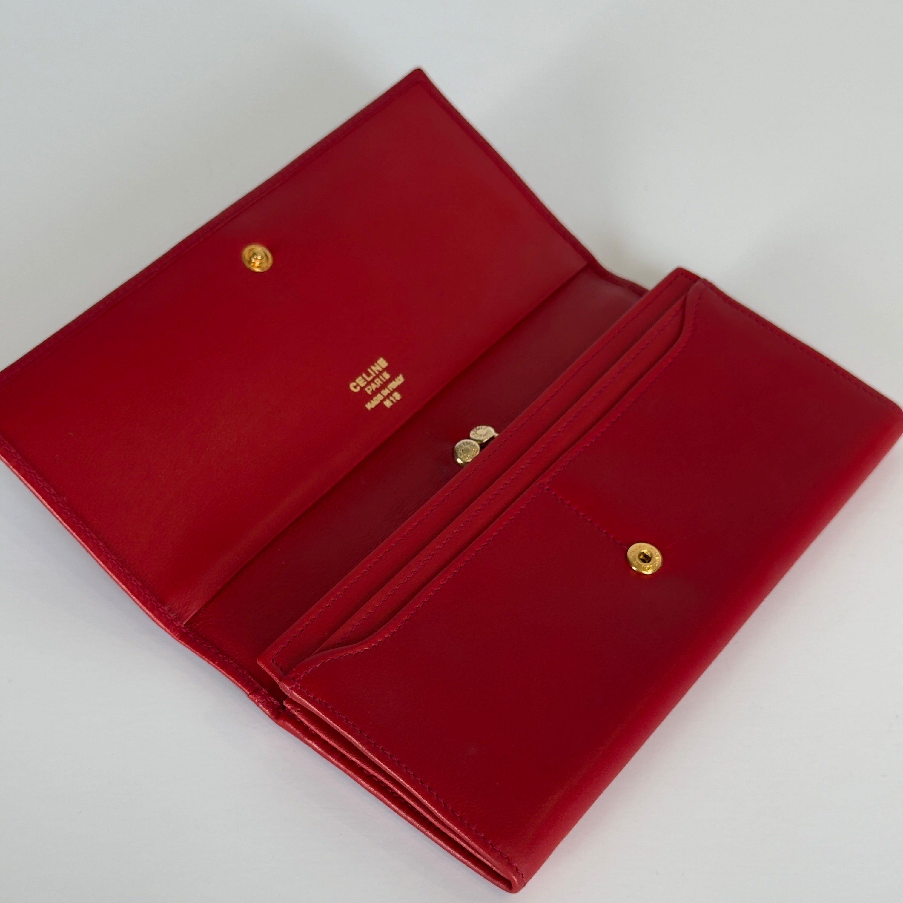 Celine Triomphe Wallet Red - Queen May