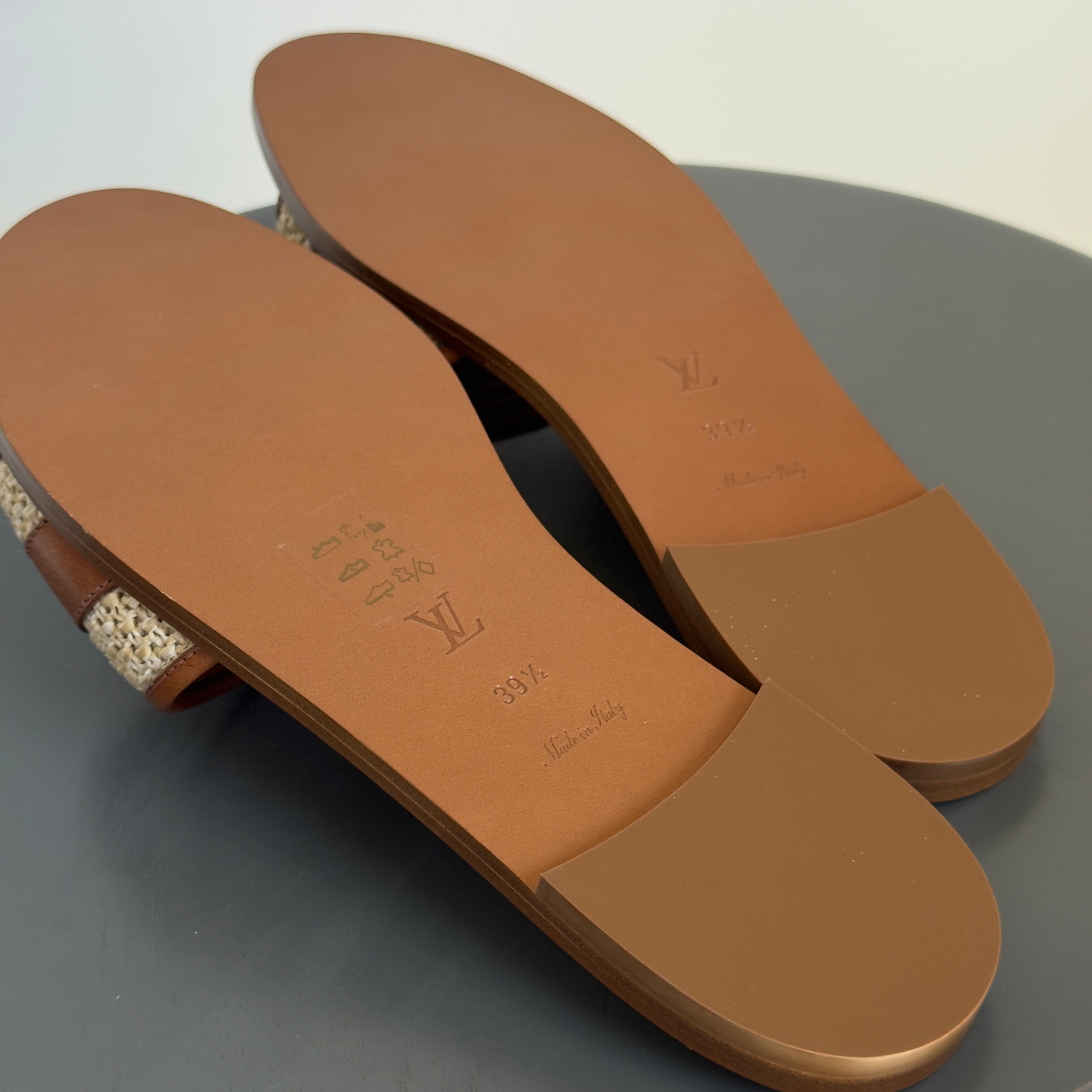 Louis Vuitton Leather Raffia Sandals - Queen May