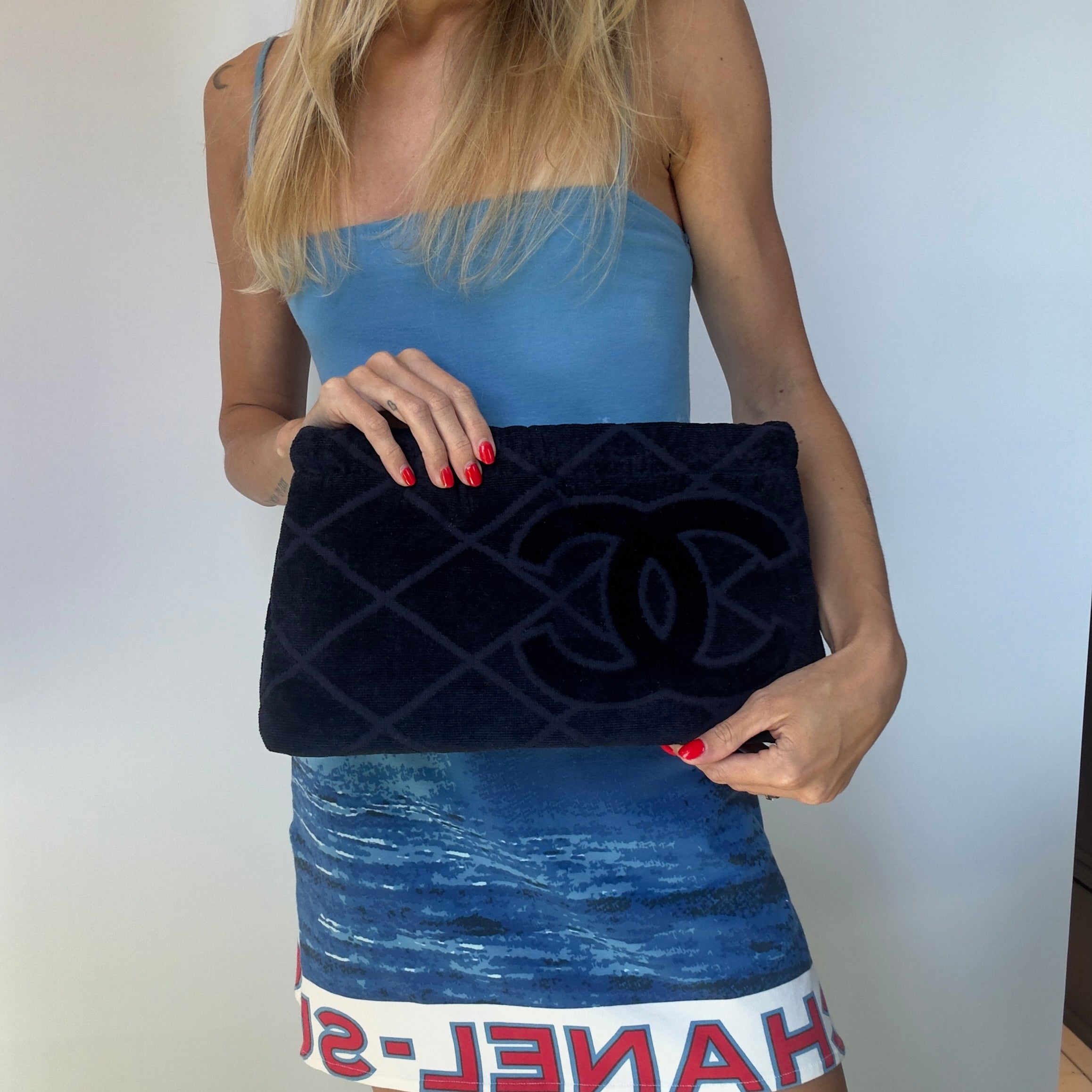 Lady Cuir x Queen May Saint Tropez Towel Clutch Navy - Queen May