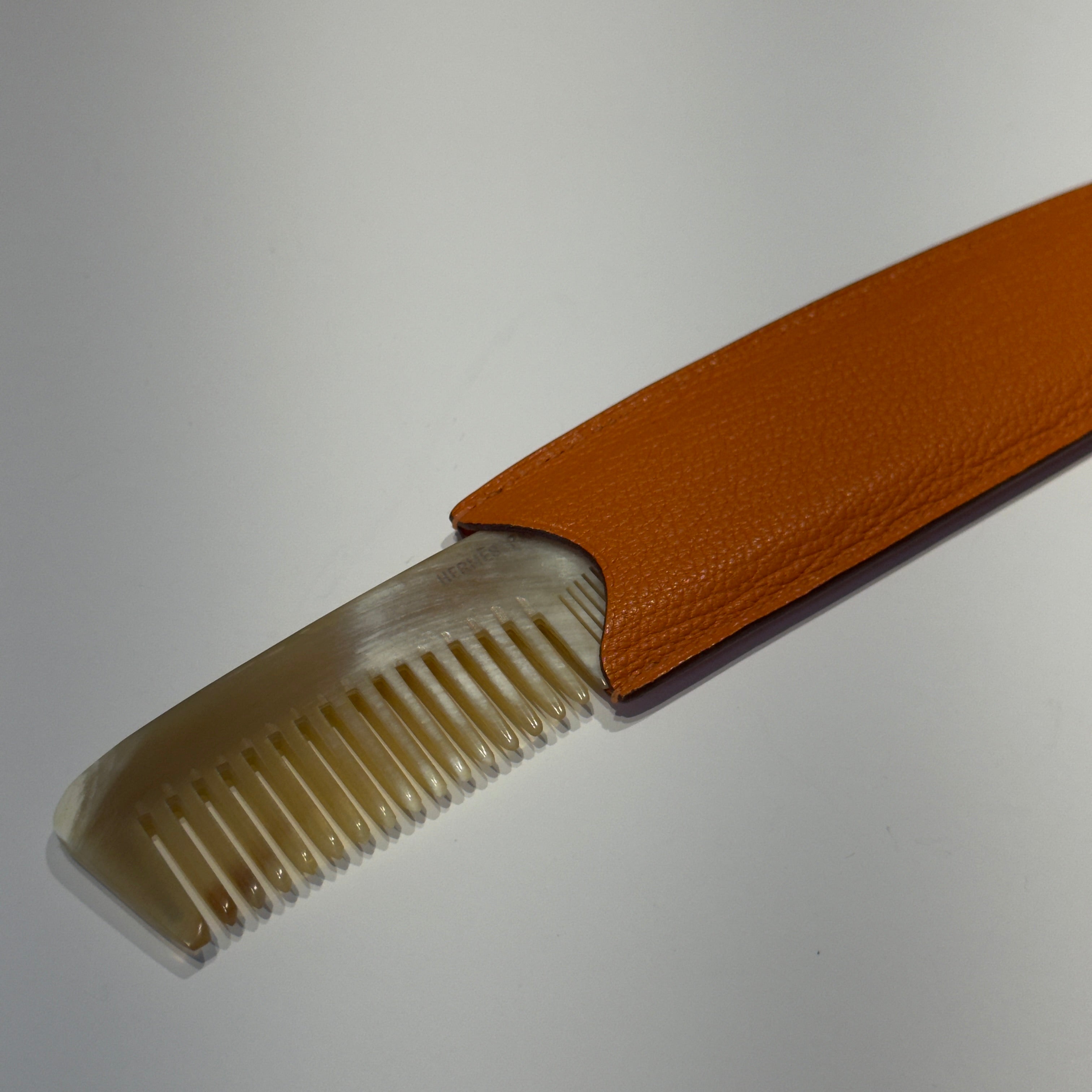 Hermes Buffalo Horn Comb and Case - Queen May