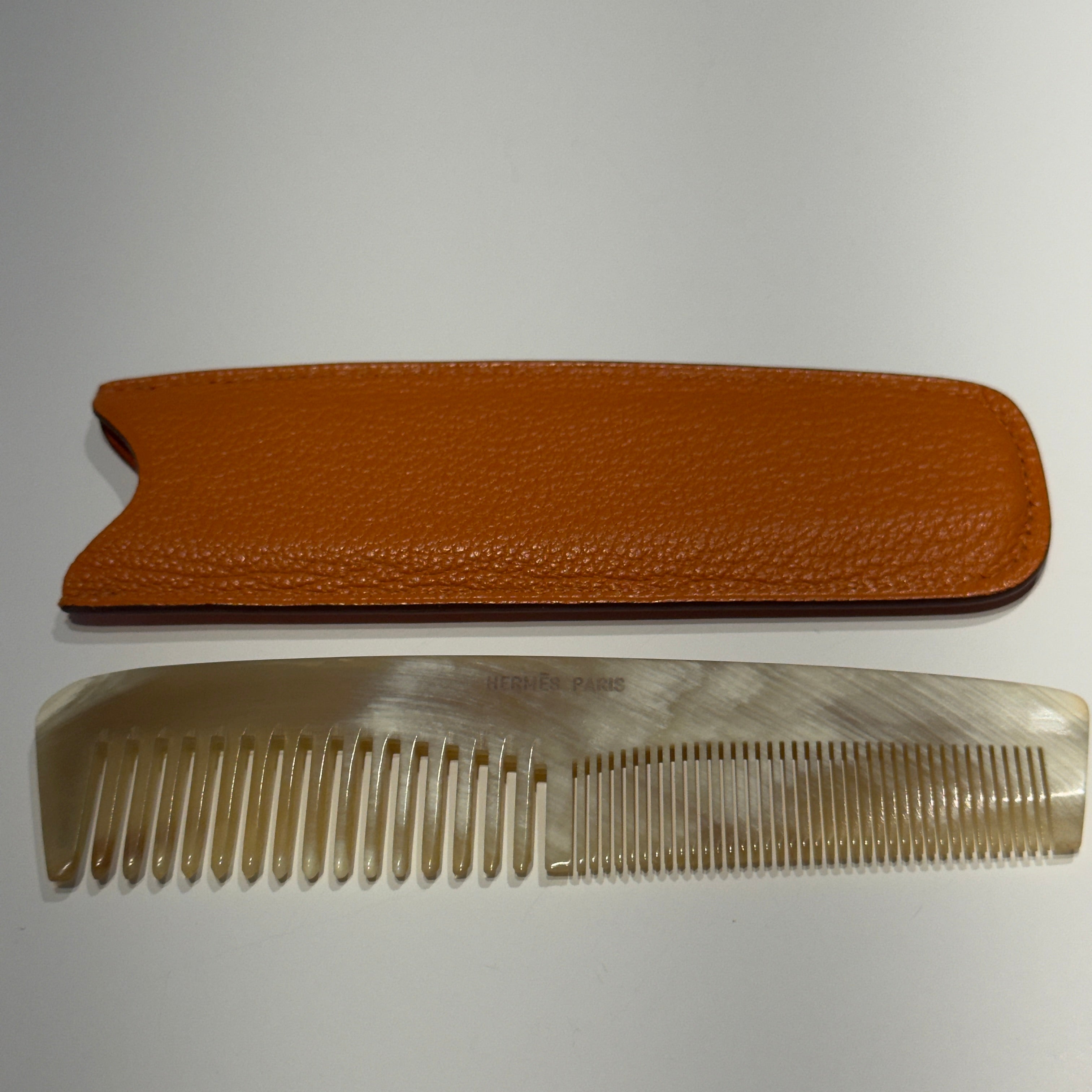 Hermes Buffalo Horn Comb and Case - Queen May