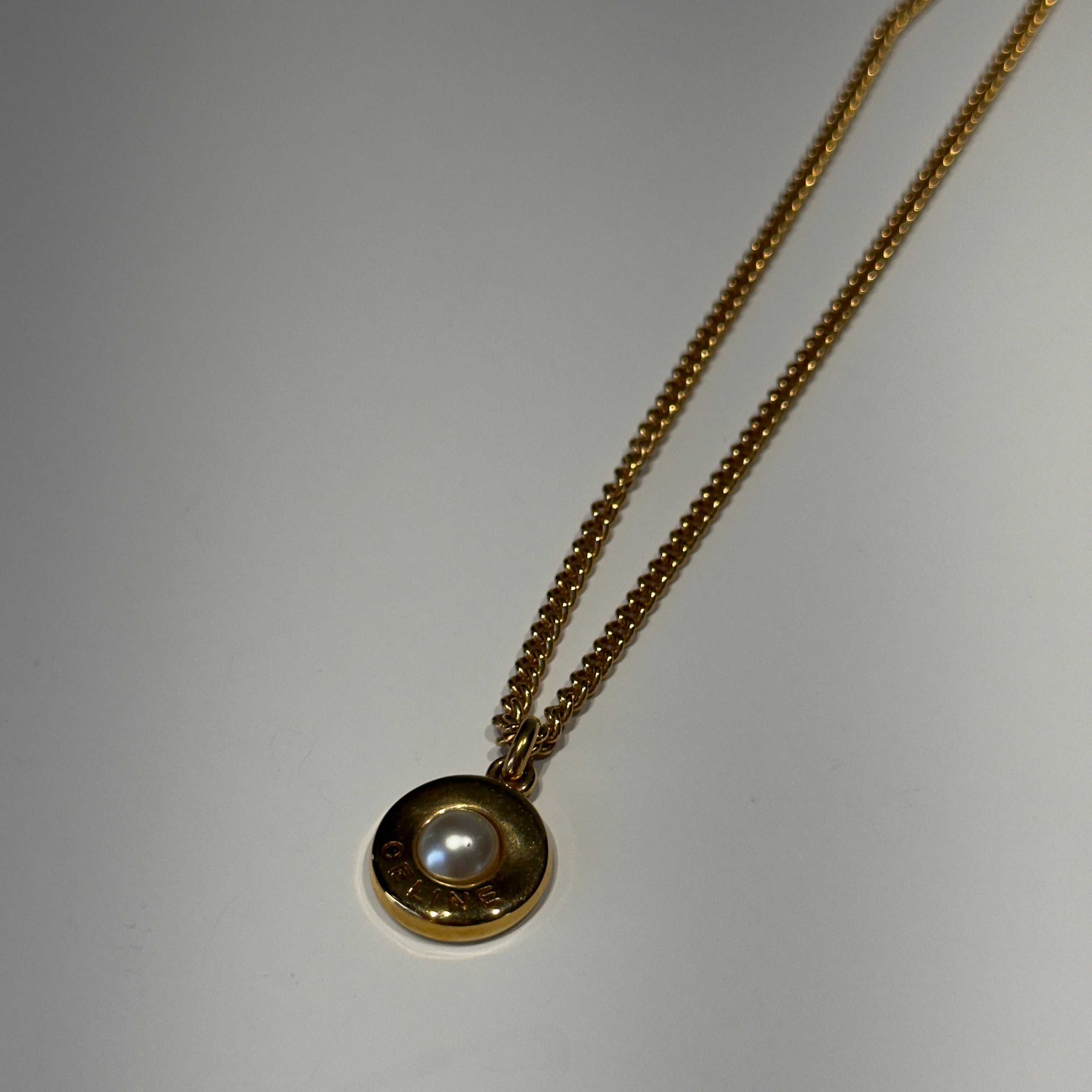 Vintage Celine Pearl Logo Necklace - Queen May