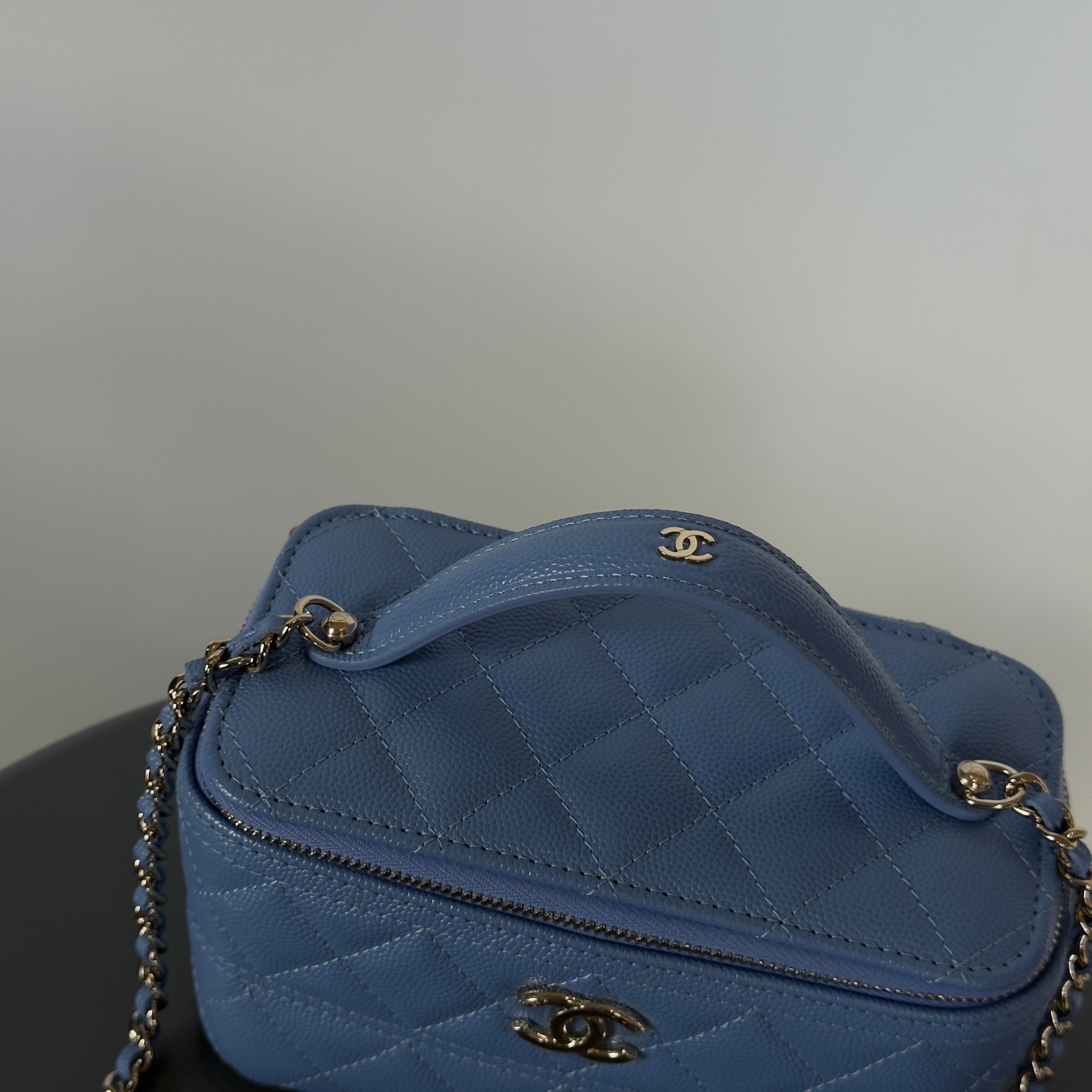 Chanel Long Vanity With Chain In Grained Calfskin and Gold Hardware