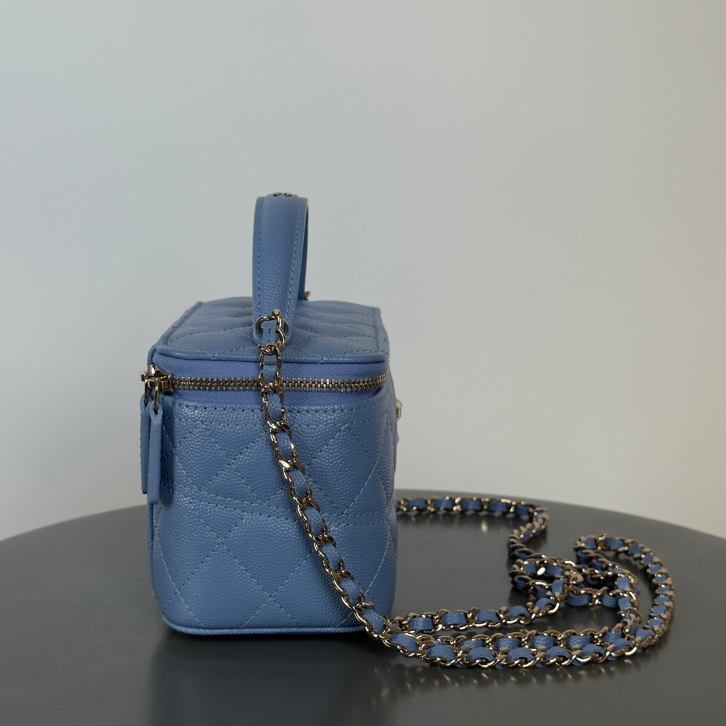 Chanel Long Vanity With Chain In Grained Calfskin and Gold Hardware