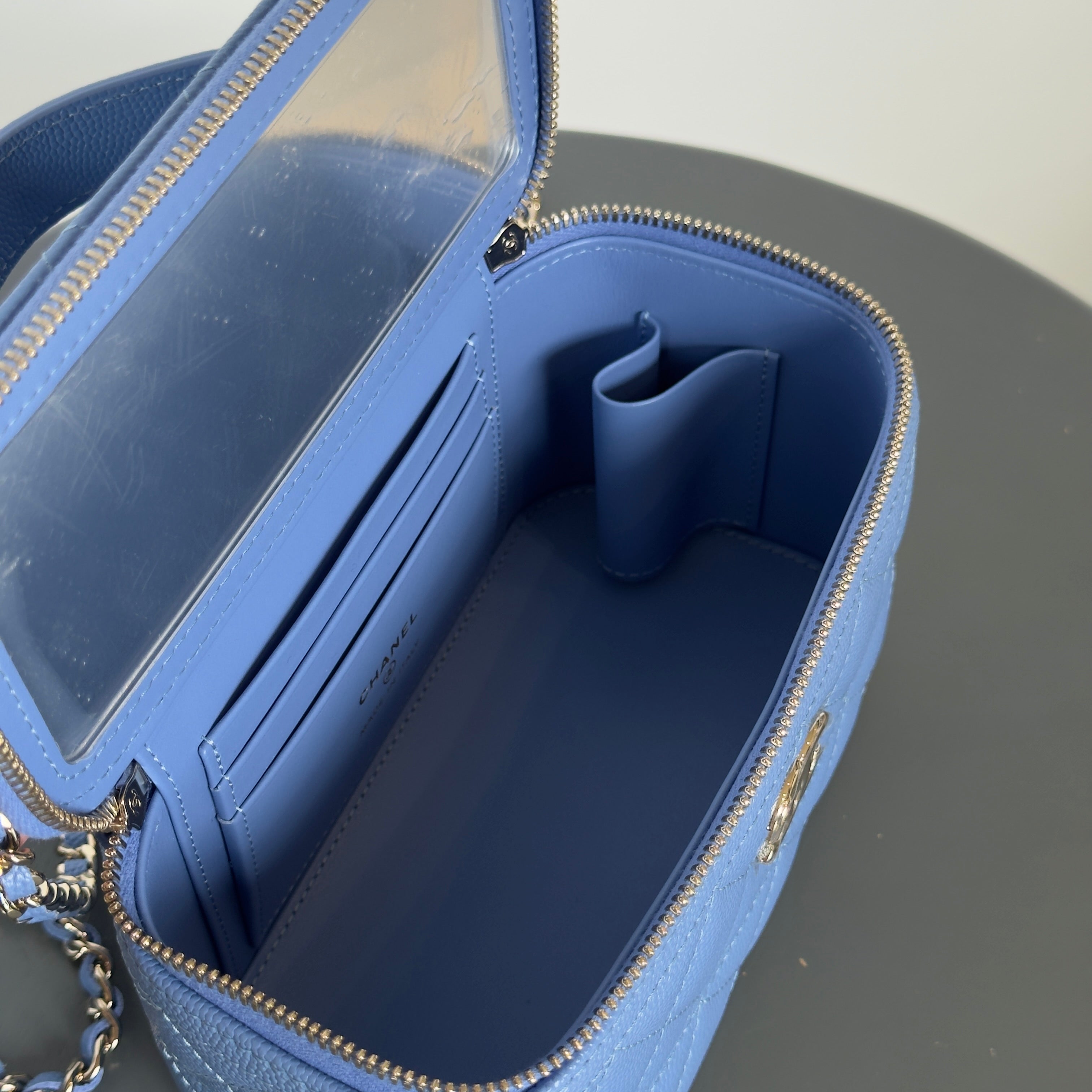 Chanel Long Vanity With Chain In Grained Calfskin and Gold Hardware