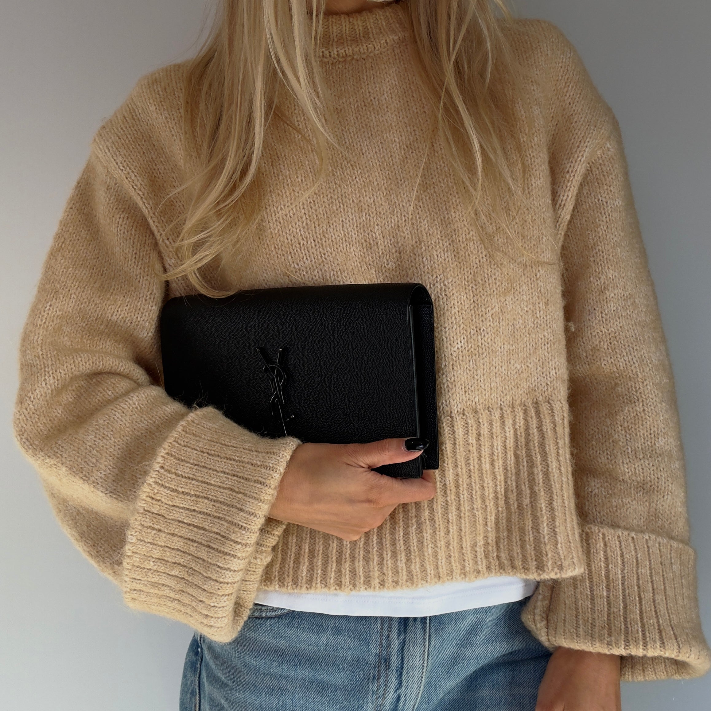 Saint Laurent So Black Monogram Cassandre Clutch - Queen May