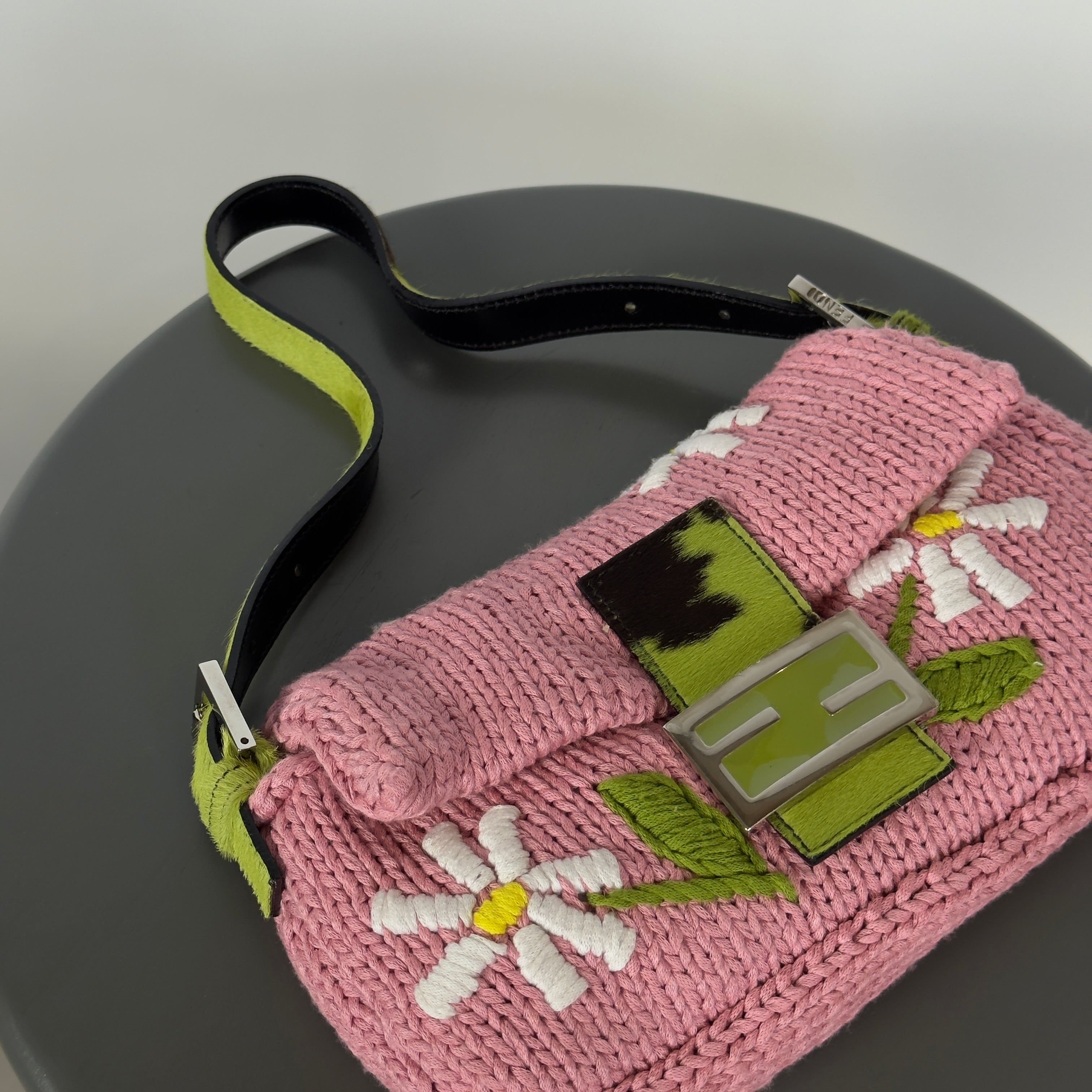 Fendi Knit Floral Baguette Ponyhair - Queen May