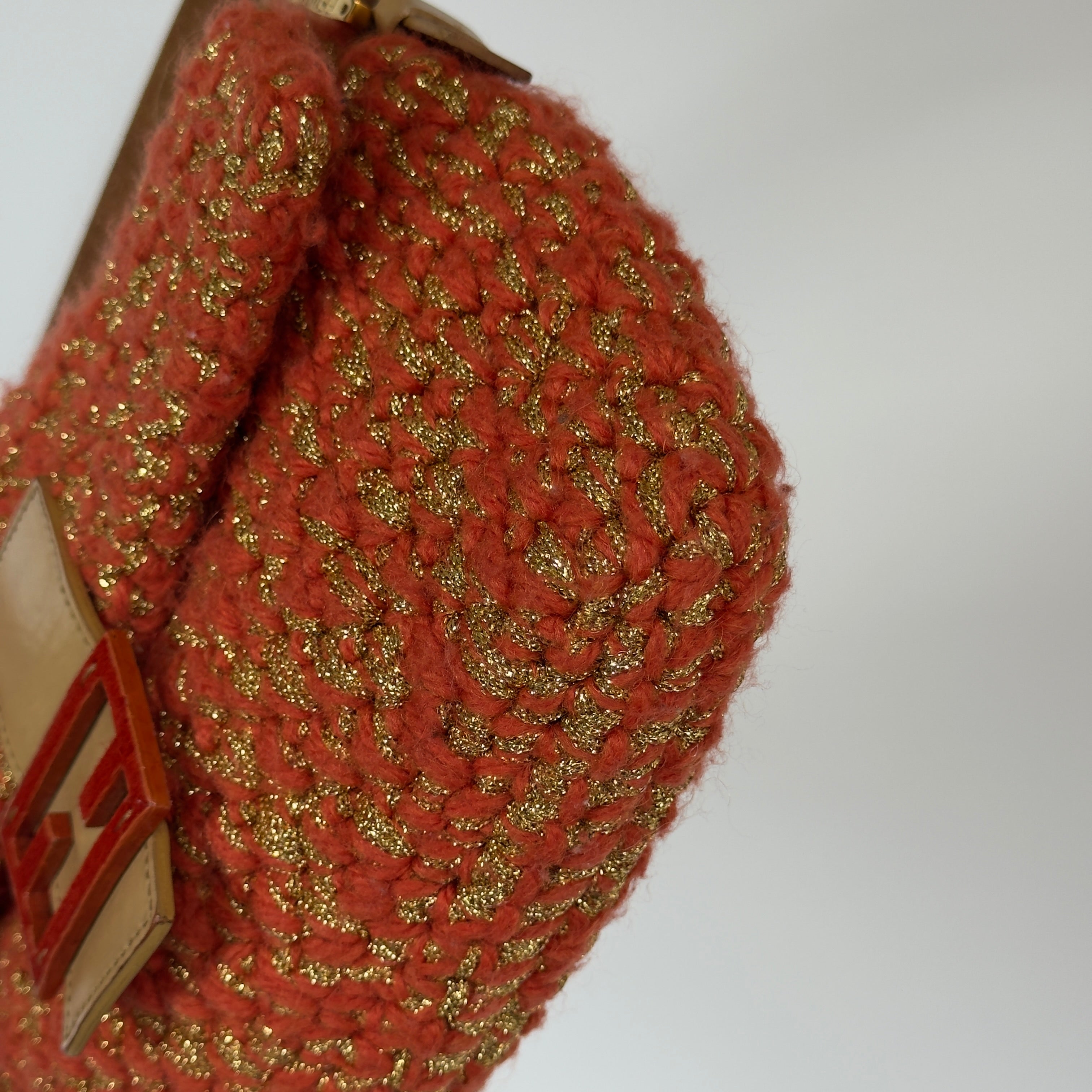 Rare Fendi Baguette Crochet Shoulder Bag In Orange Y2K Era - Queen May