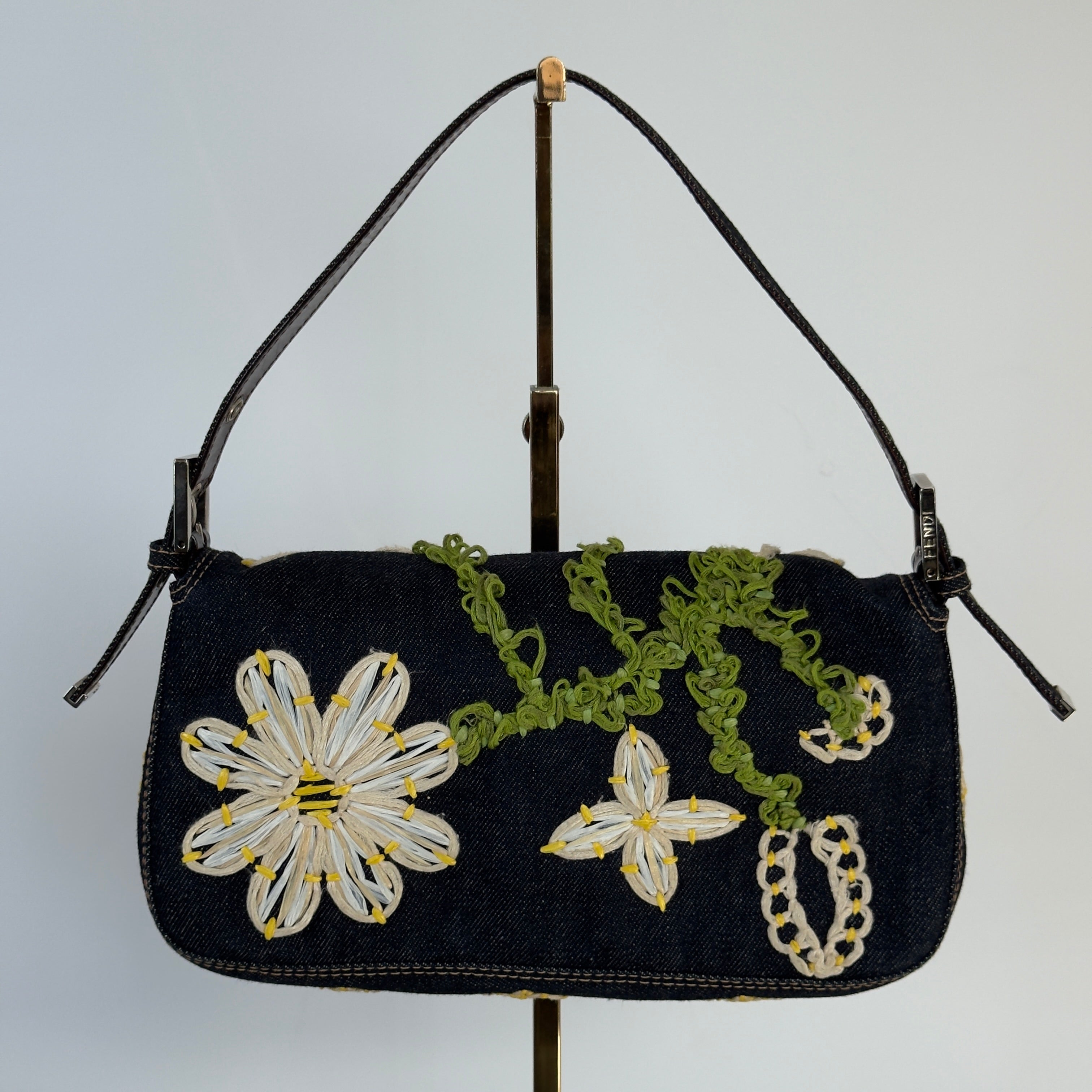 Fendi Denim Floral Baguette - Queen May