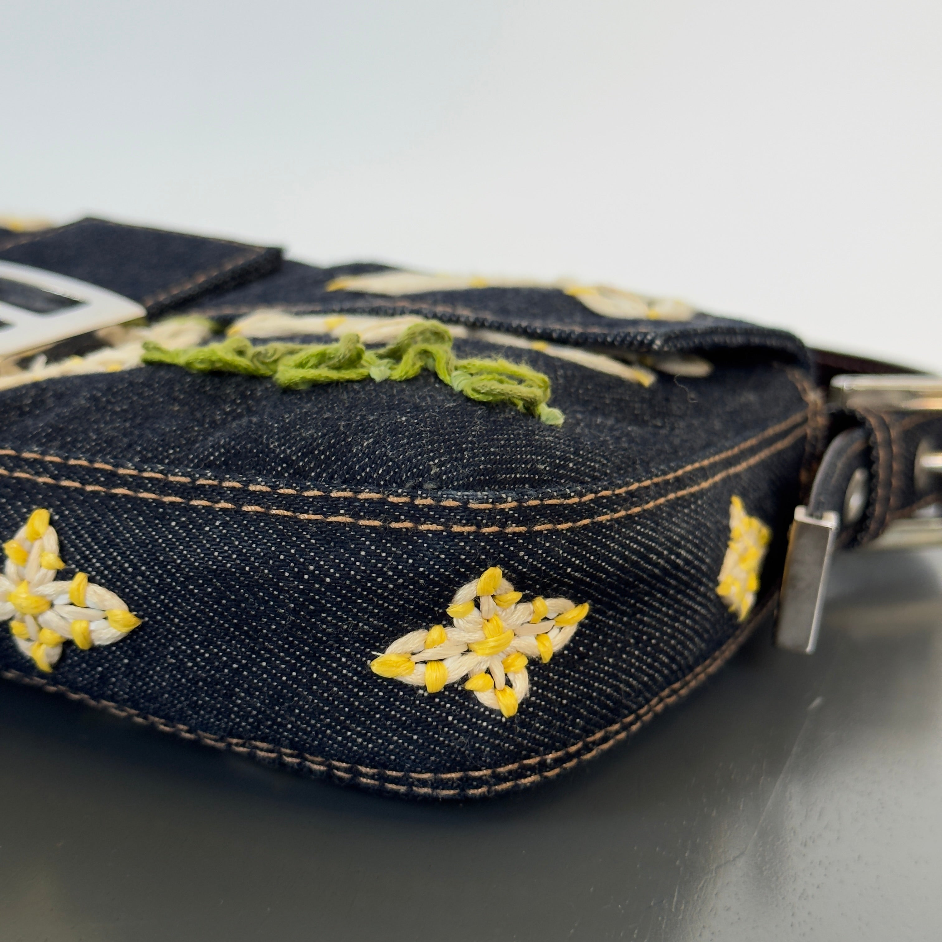 Fendi Denim Floral Baguette - Queen May
