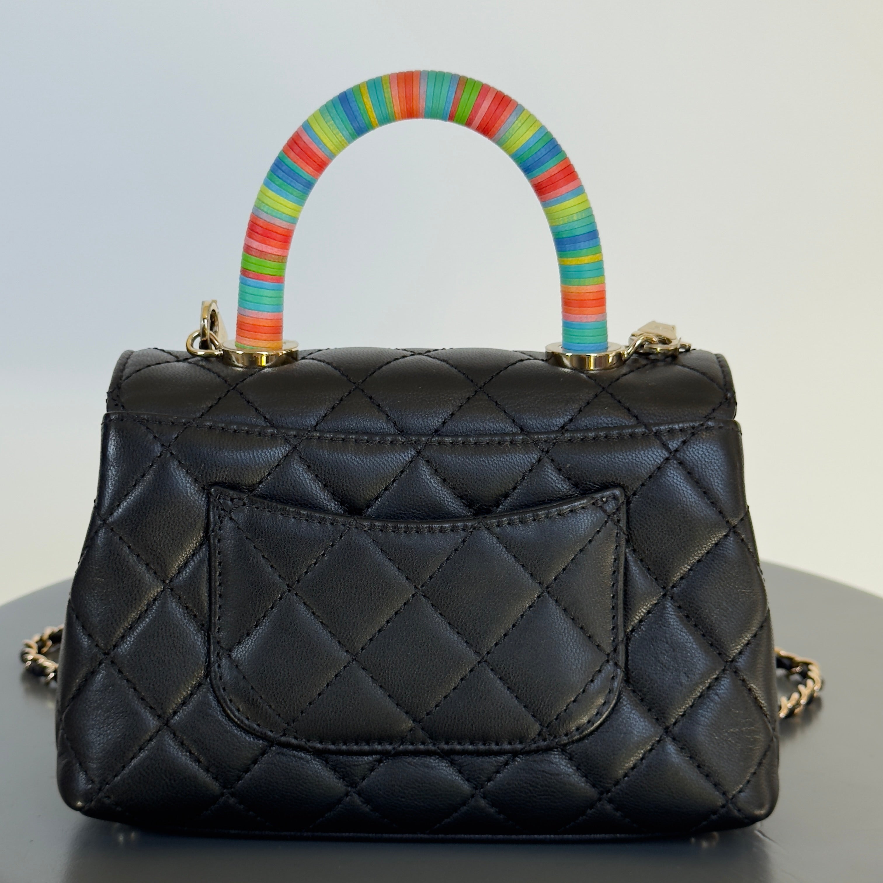 Chanel Goatskin Quilted Extra Mini Rainbow Coco Handle Spring 2021