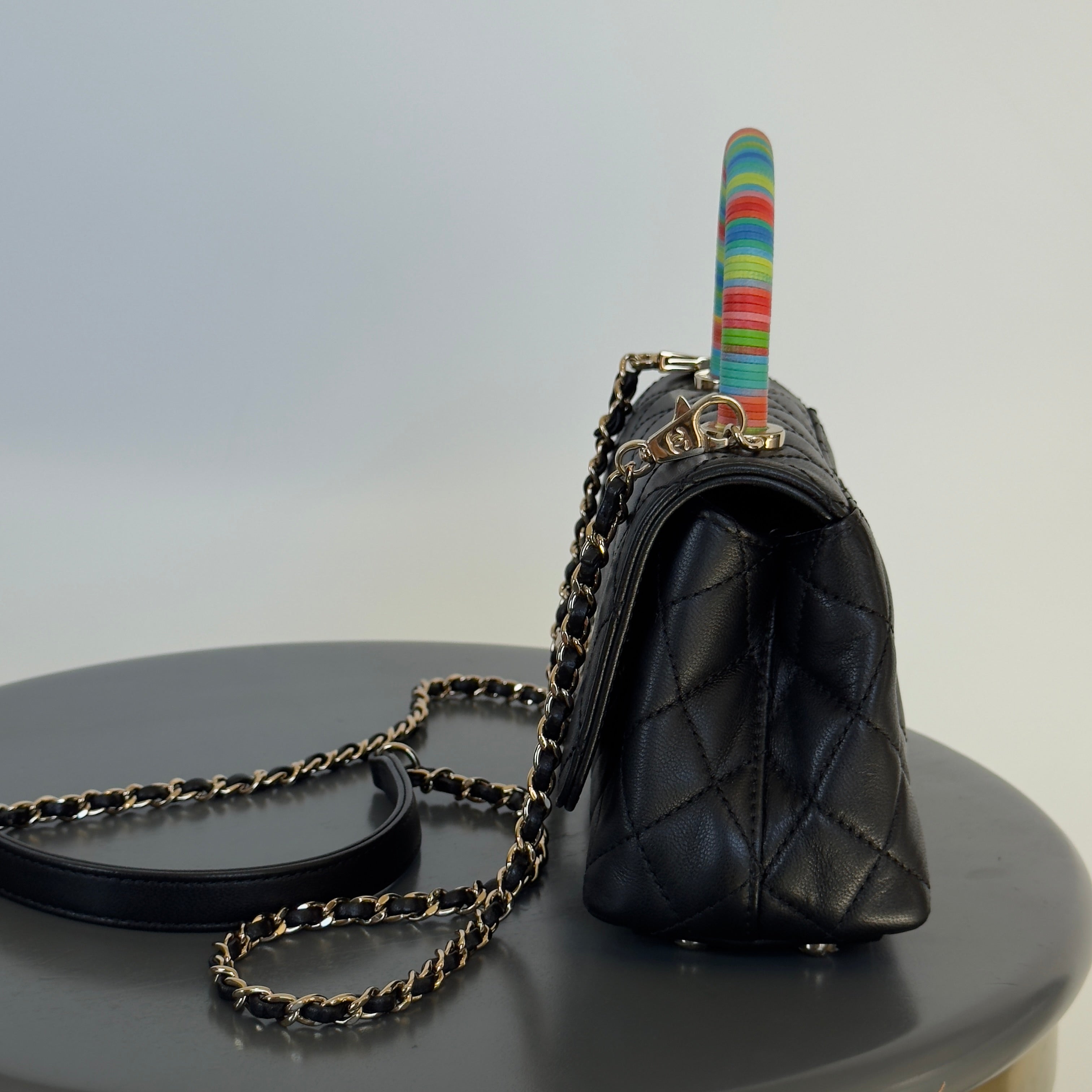 Chanel Goatskin Quilted Extra Mini Rainbow Coco Handle Spring 2021