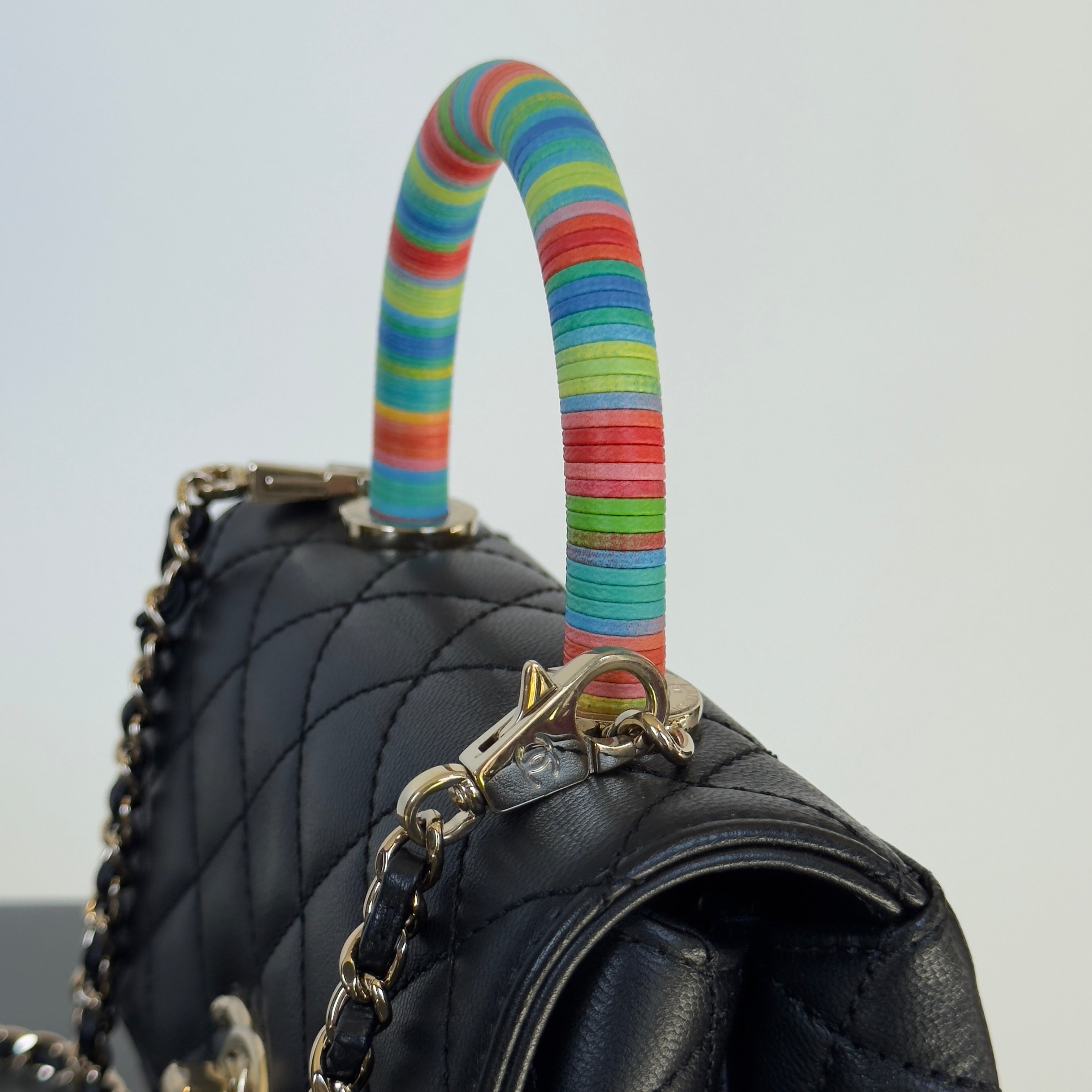 Chanel Goatskin Quilted Extra Mini Rainbow Coco Handle Spring 2021