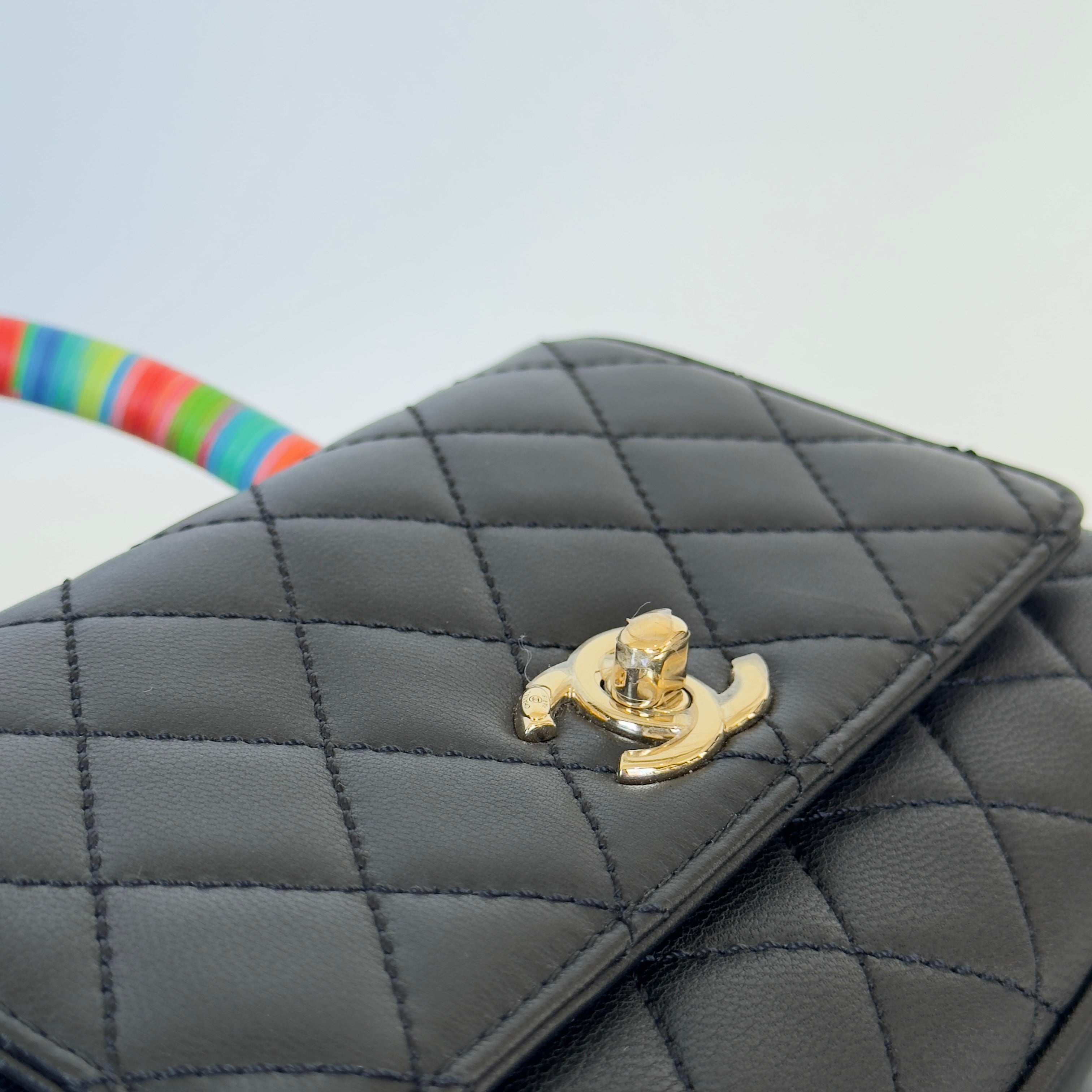 Chanel Goatskin Quilted Extra Mini Rainbow Coco Handle Spring 2021
