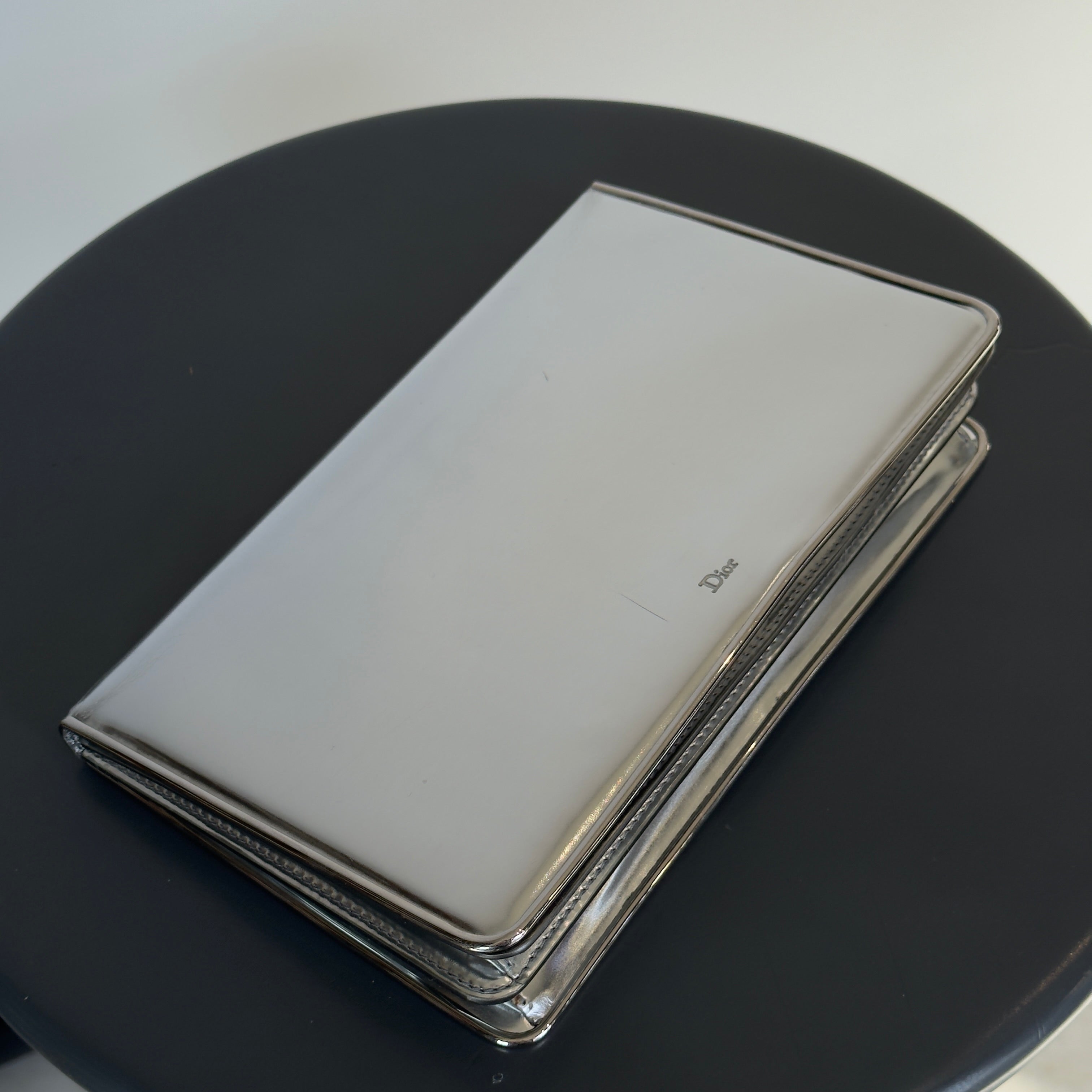 Christian Dior Silver Mirror Calfskin Leather Clutch - Queen May