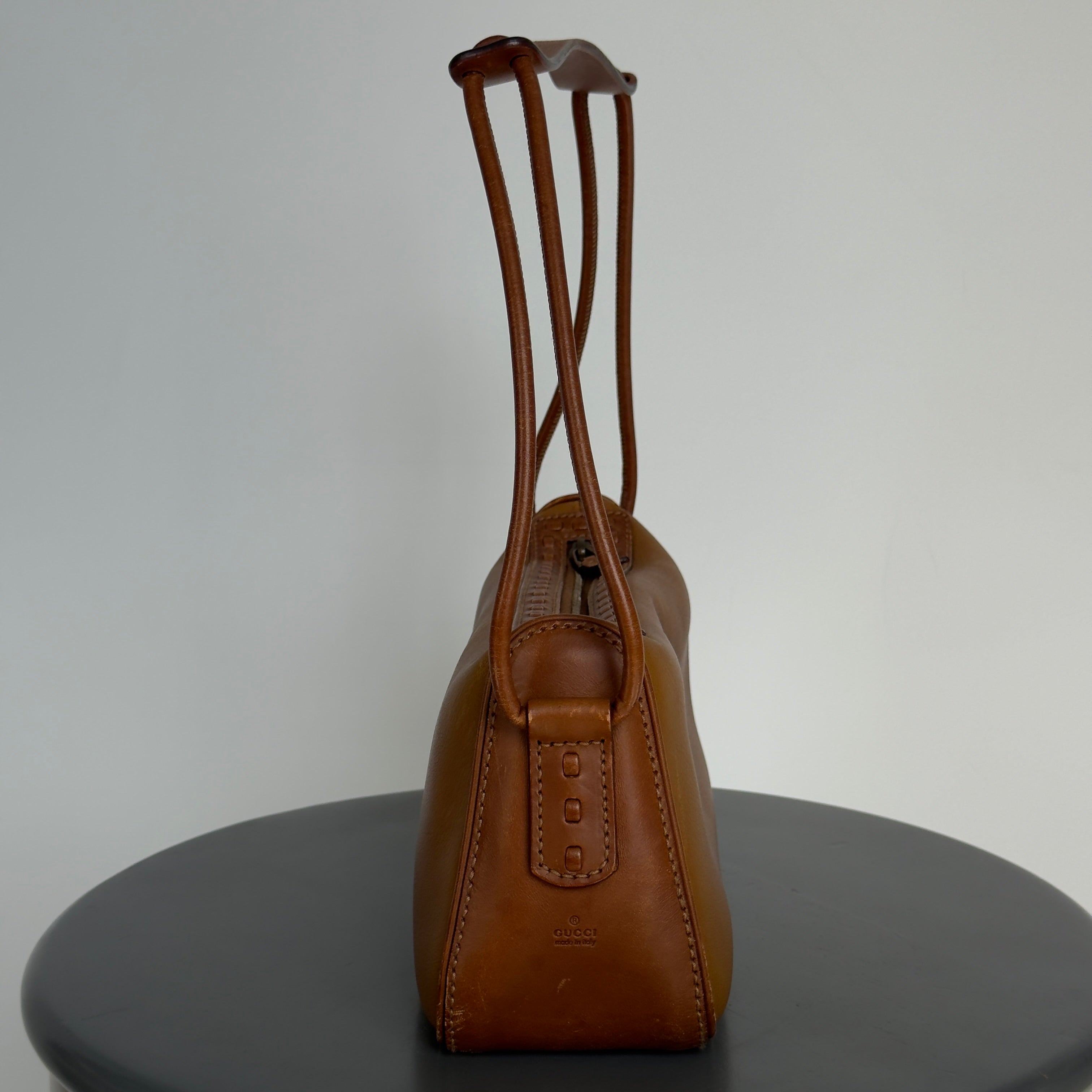 Vintage Gucci Brown Leather Shoulder Bag - Queen May