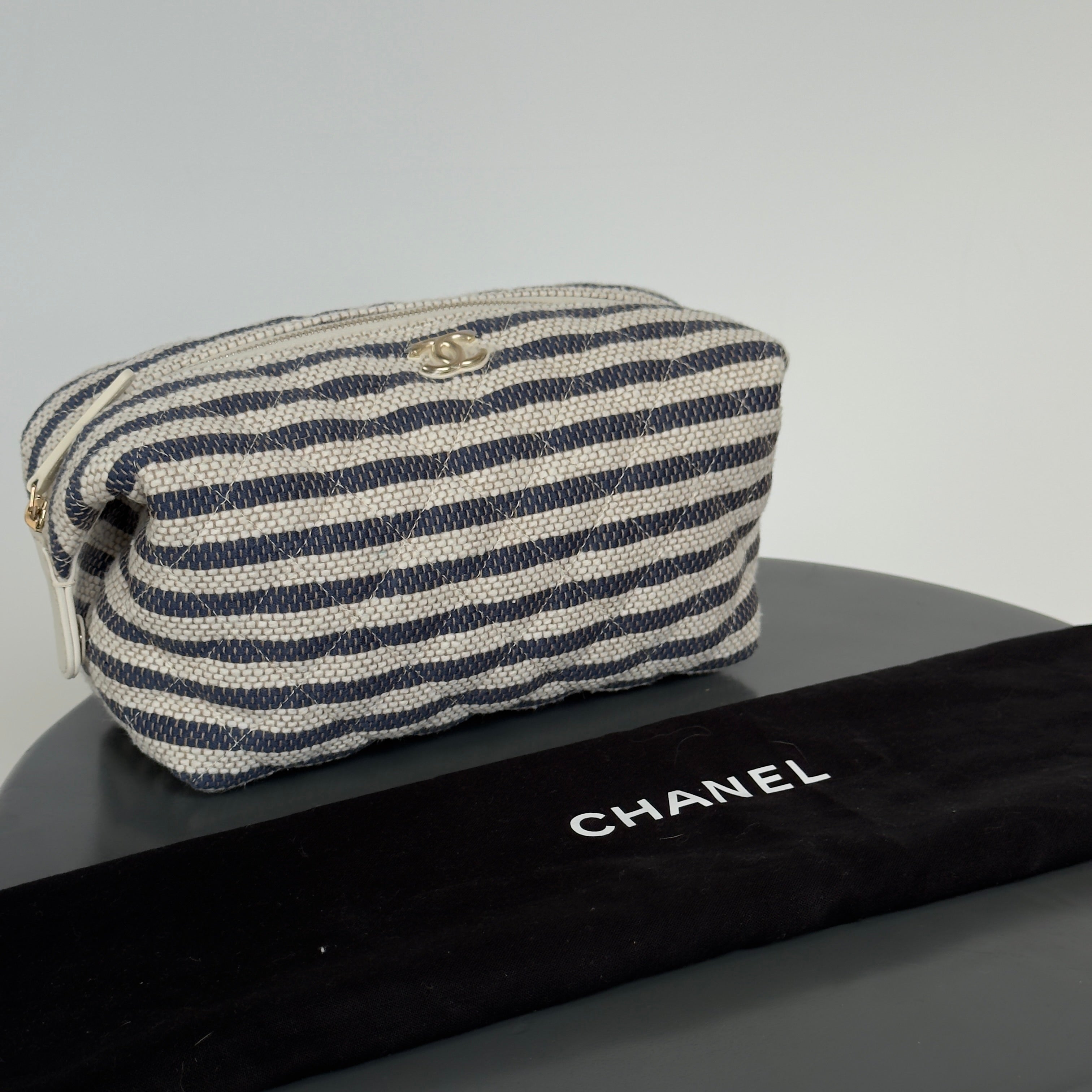 Chanel Zipped Striped Canvas Case - Queen May