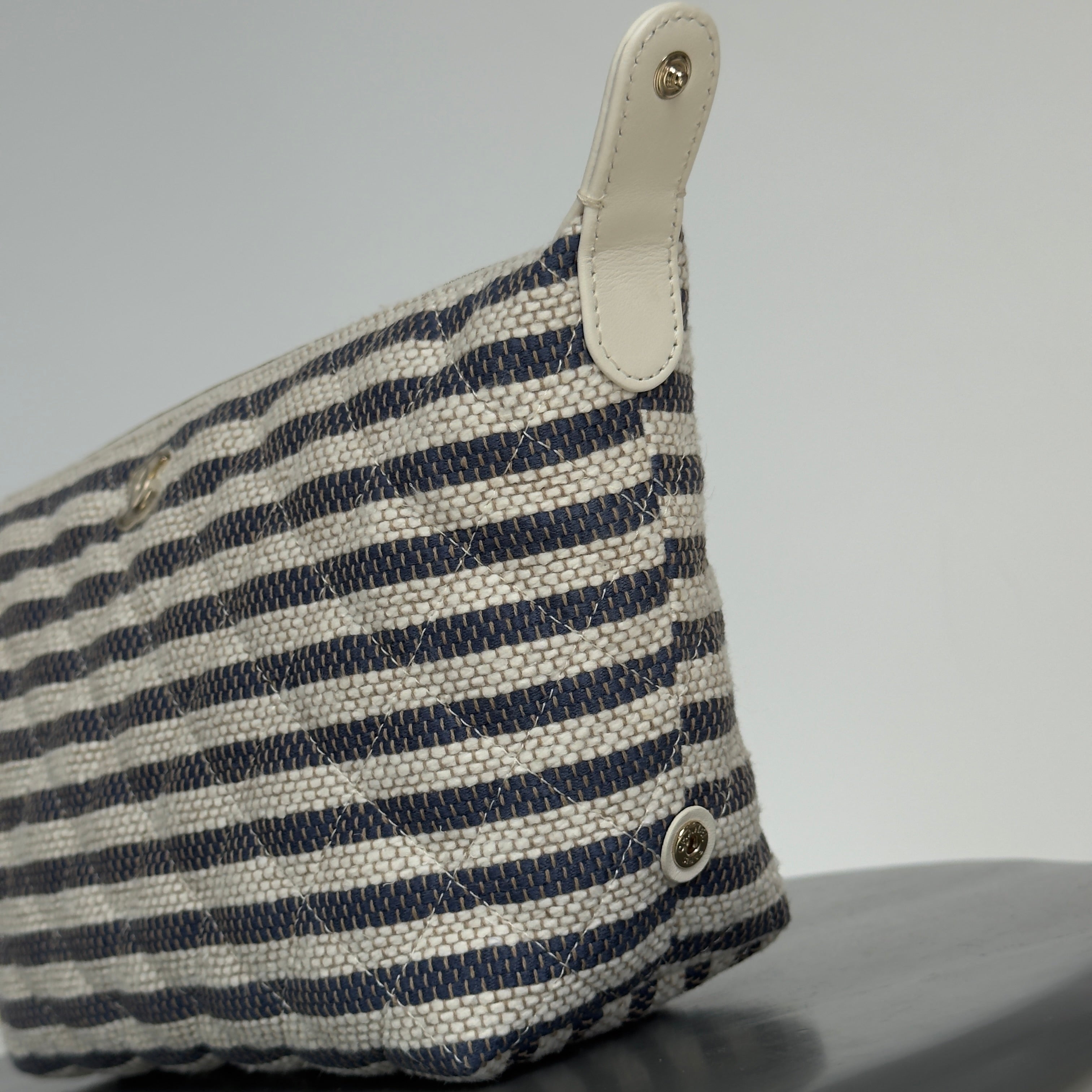 Chanel Zipped Striped Canvas Case - Queen May
