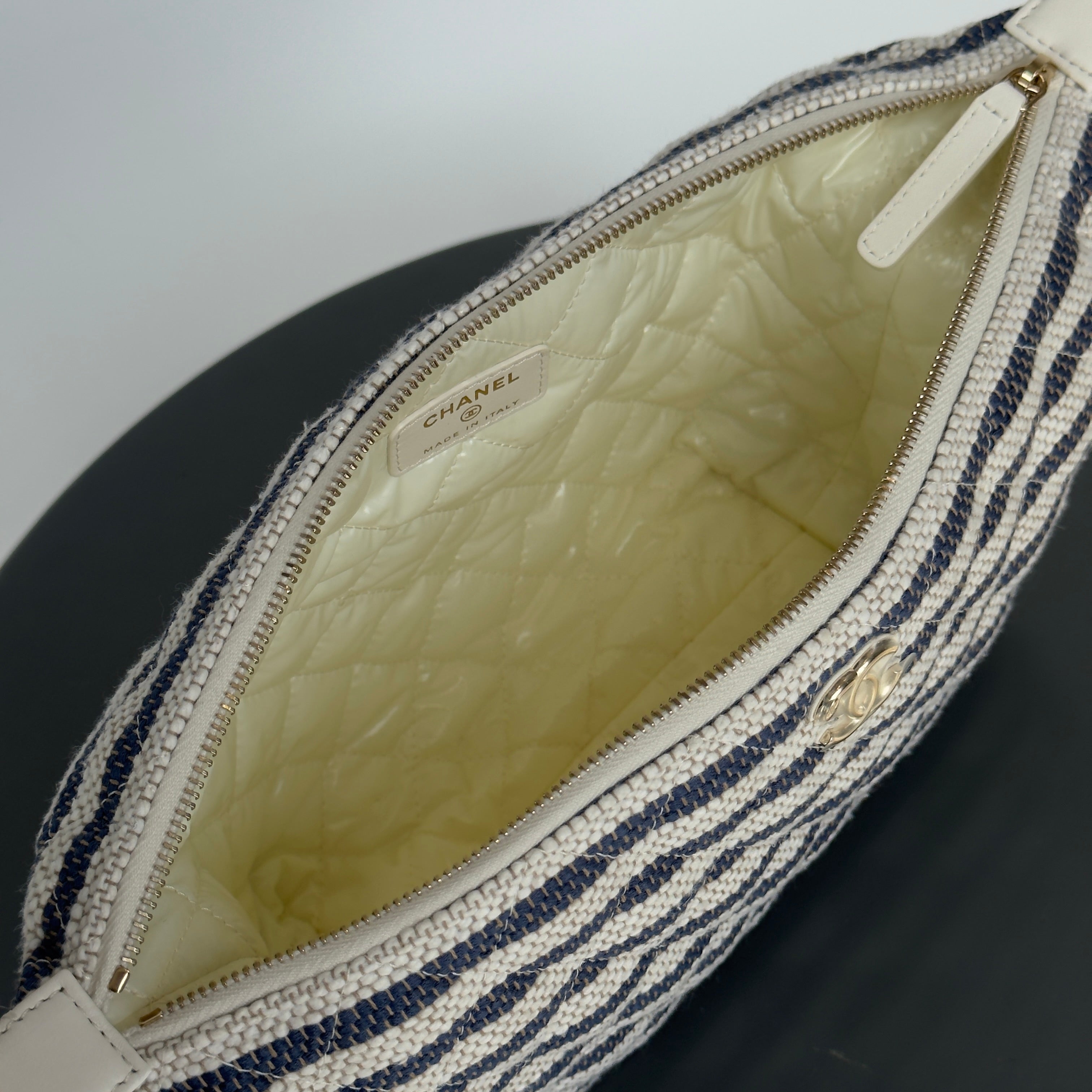 Chanel Zipped Striped Canvas Case - Queen May