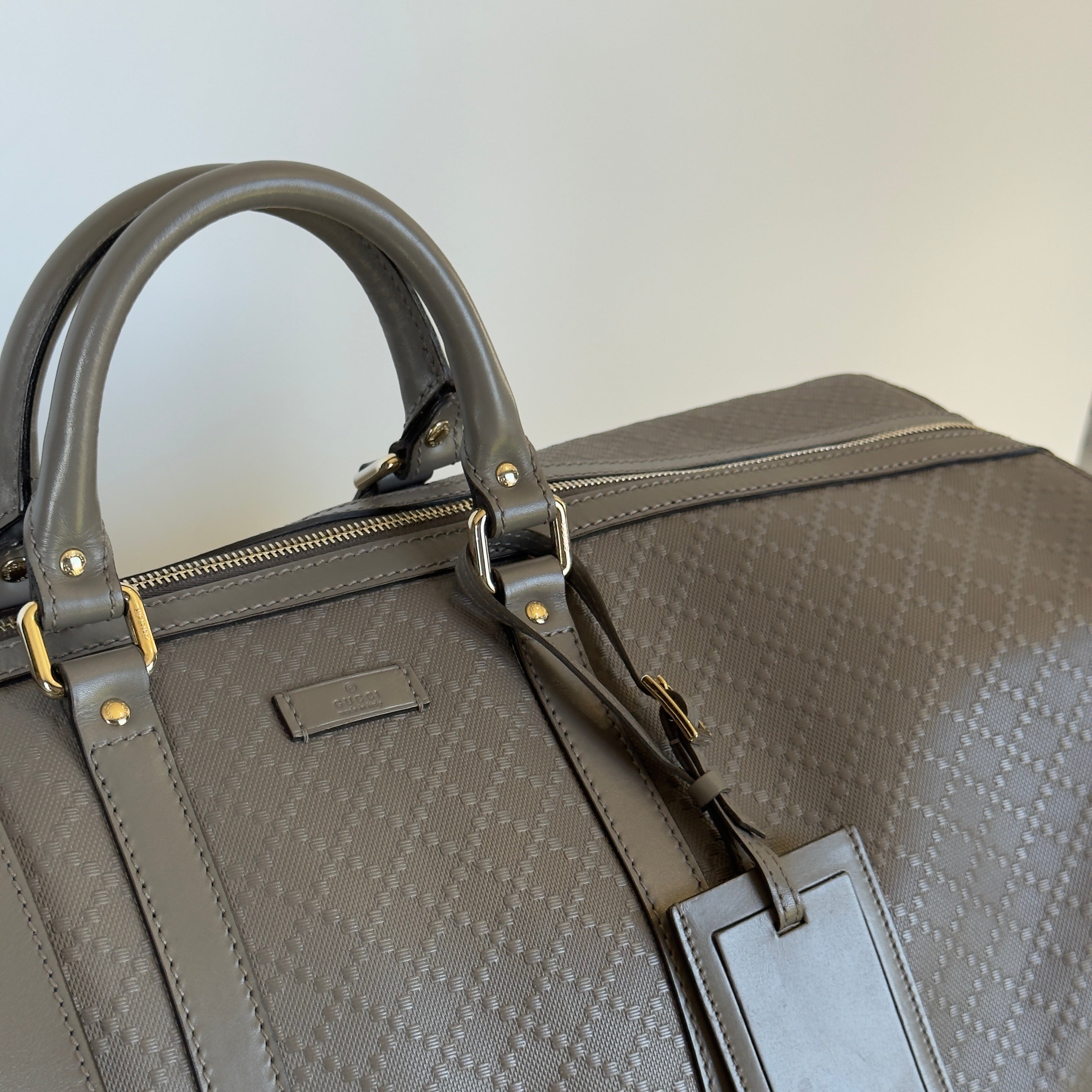 Gucci Bright Diamante Large Carry On Duffle Grey Leather
