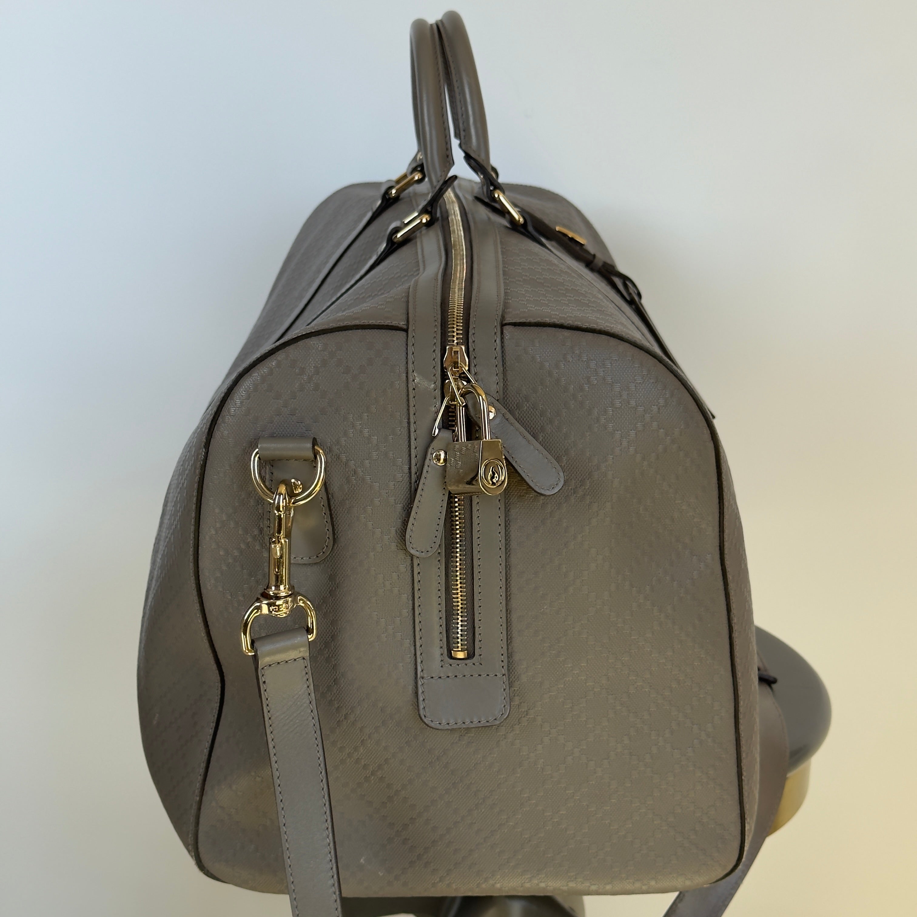 Gucci Bright Diamante Large Carry On Duffle Grey Leather