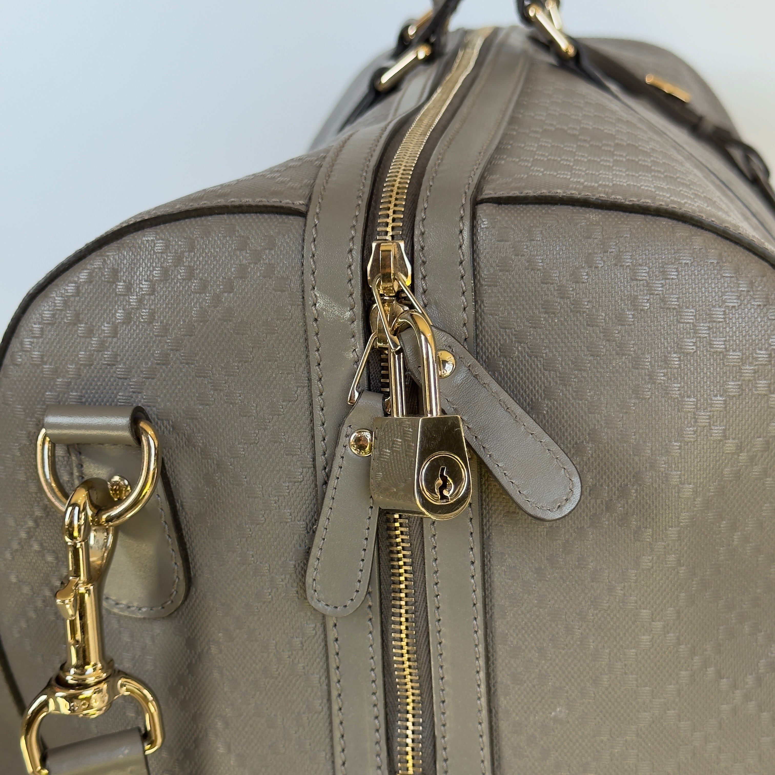 Gucci Bright Diamante Large Carry On Duffle Grey Leather