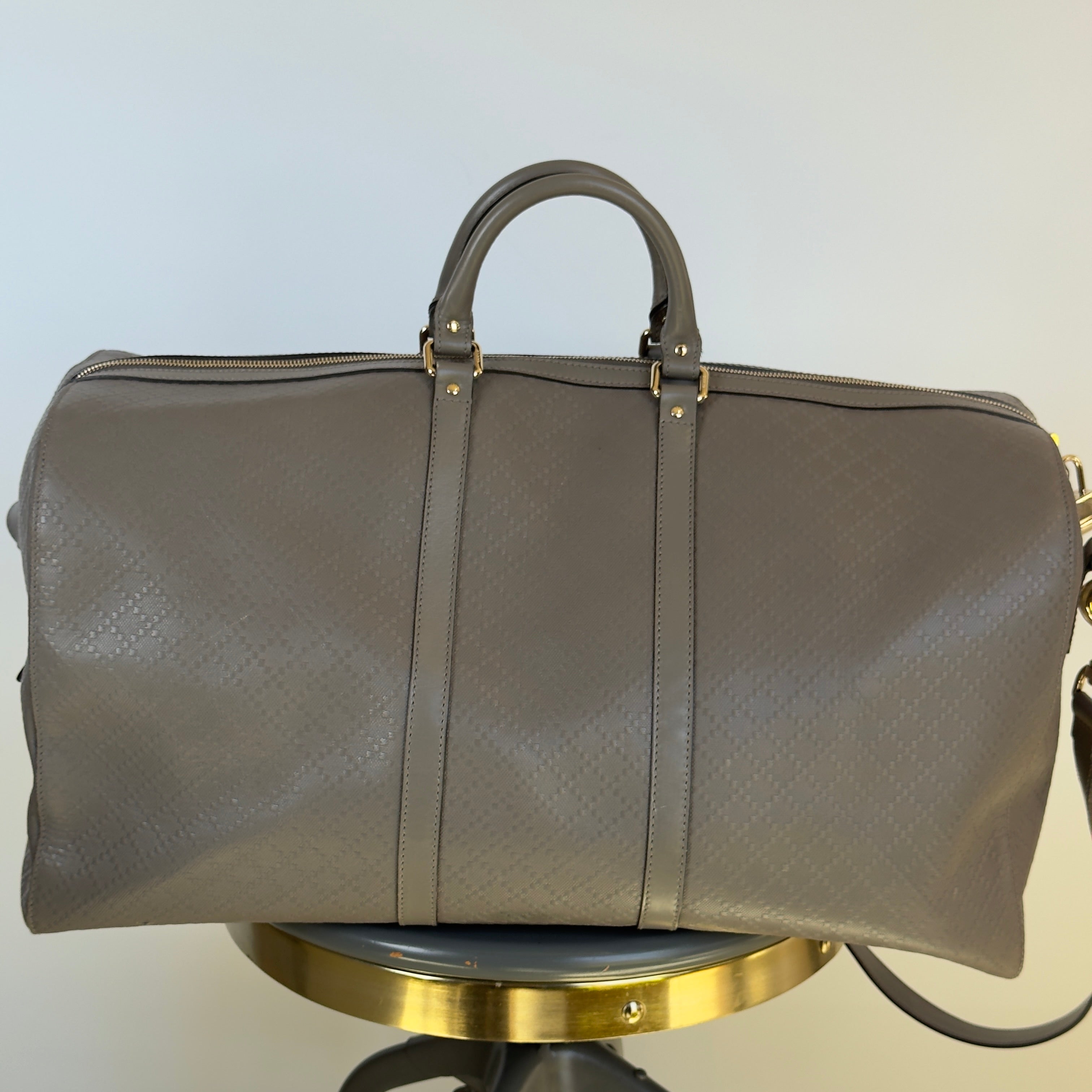 Gucci Bright Diamante Large Carry On Duffle Grey Leather