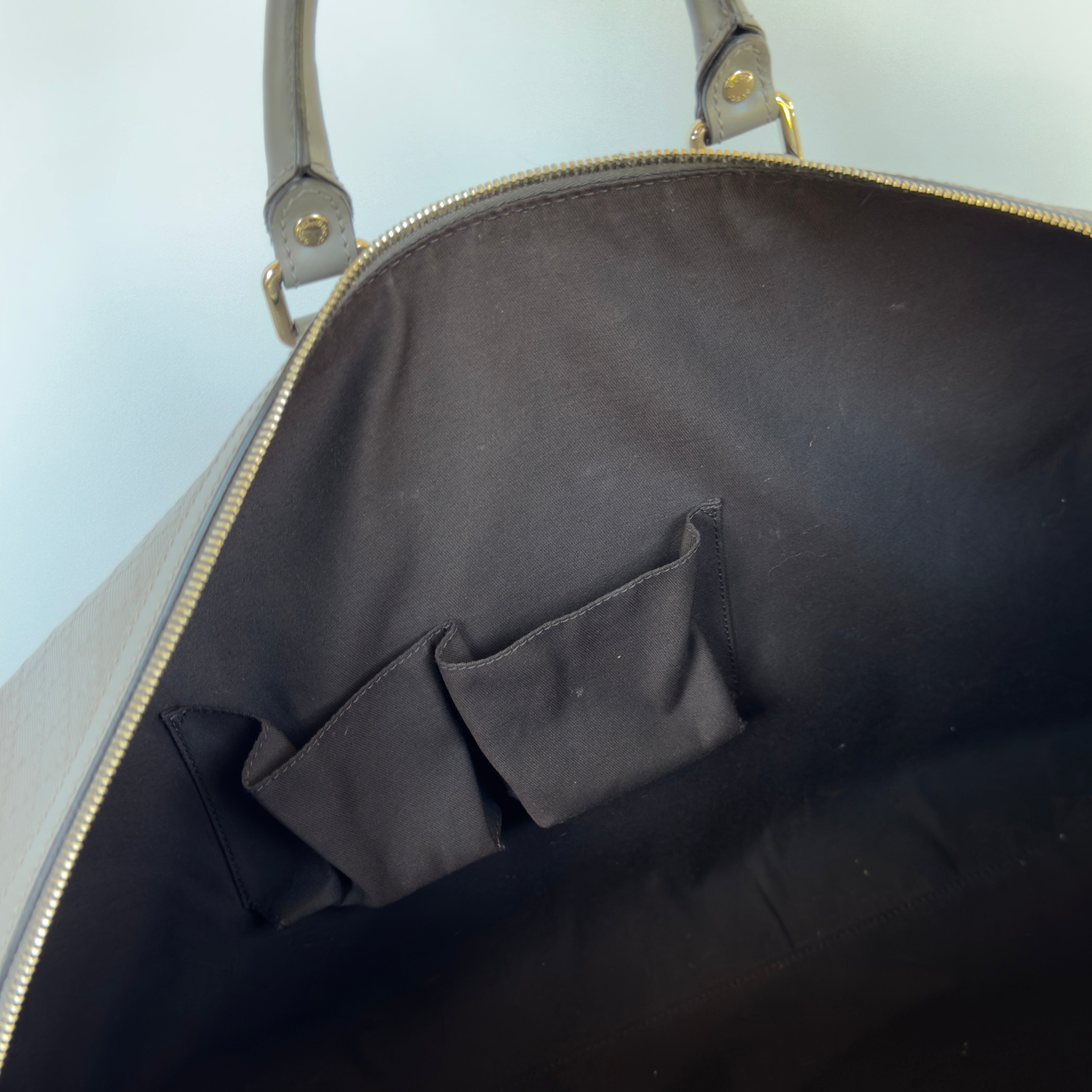 Gucci Bright Diamante Large Carry On Duffle Grey Leather