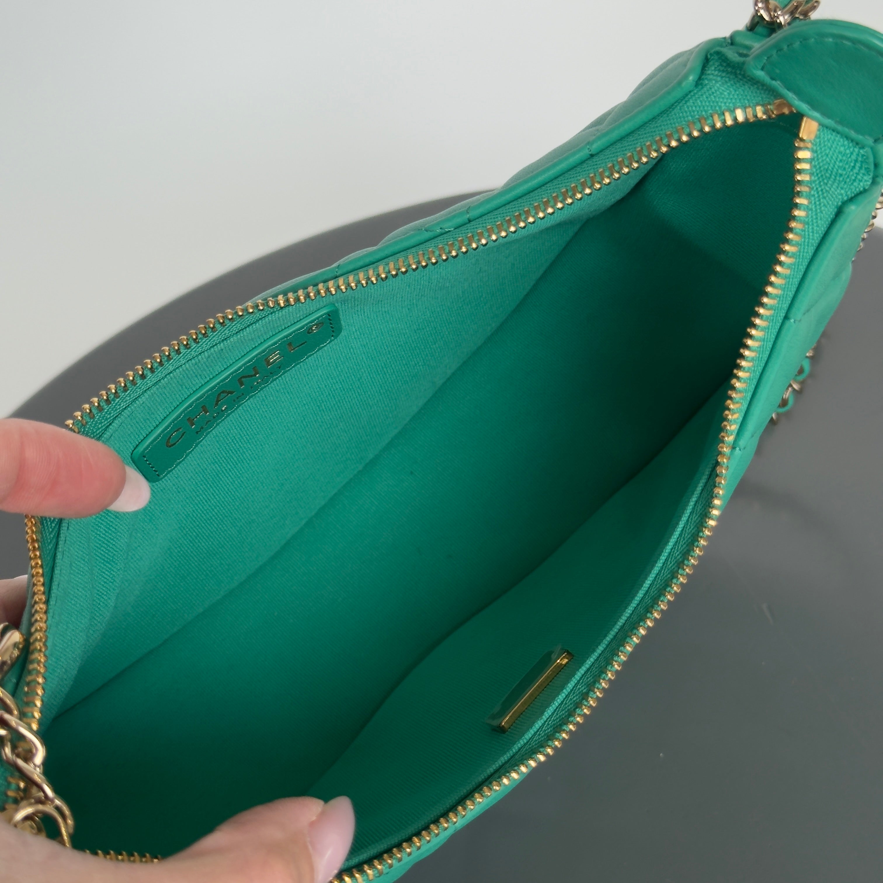 Chanel Small Chain Around Hobo Bag Green - Queen May