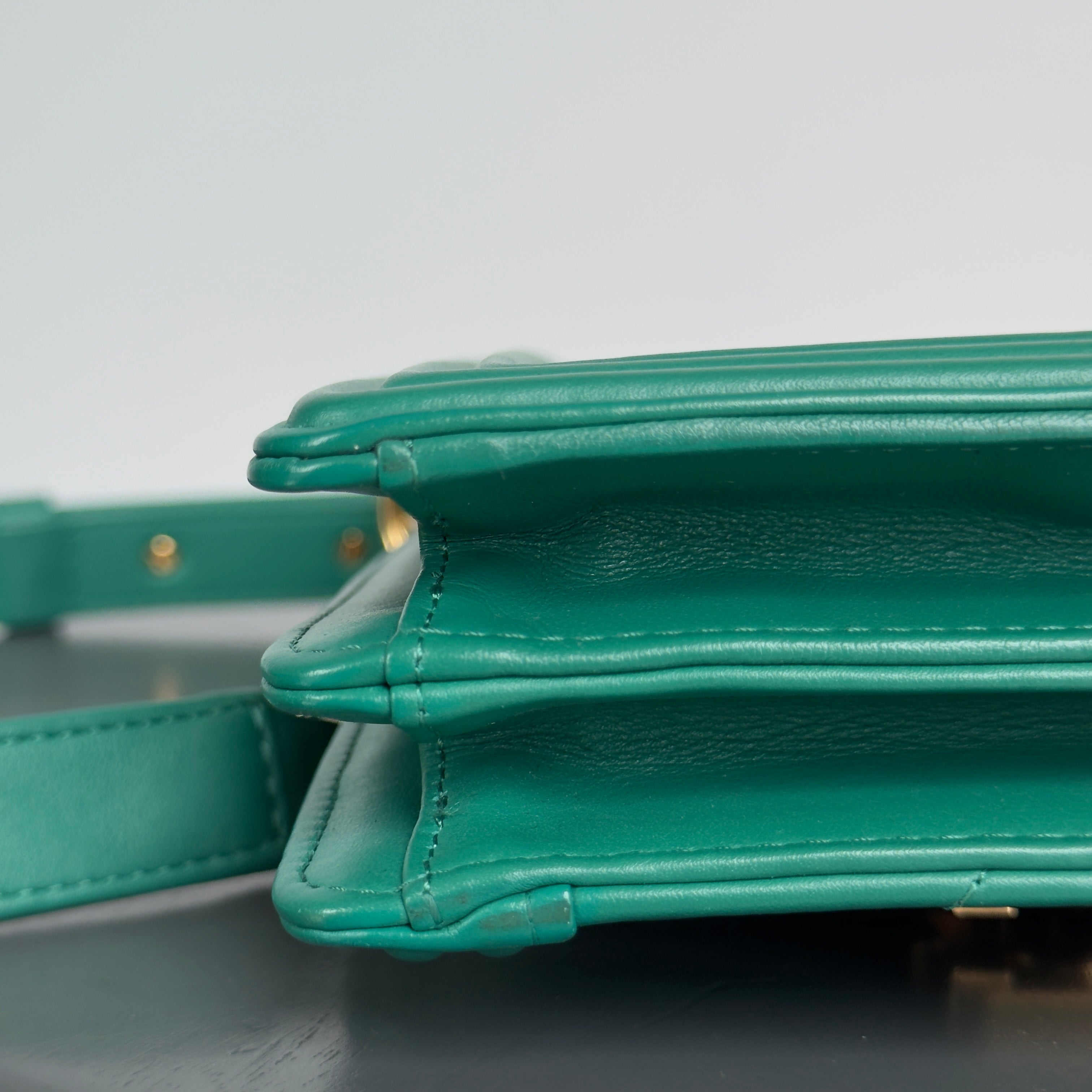 Chanel North South Chevron Boy Bag Green - Queen May
