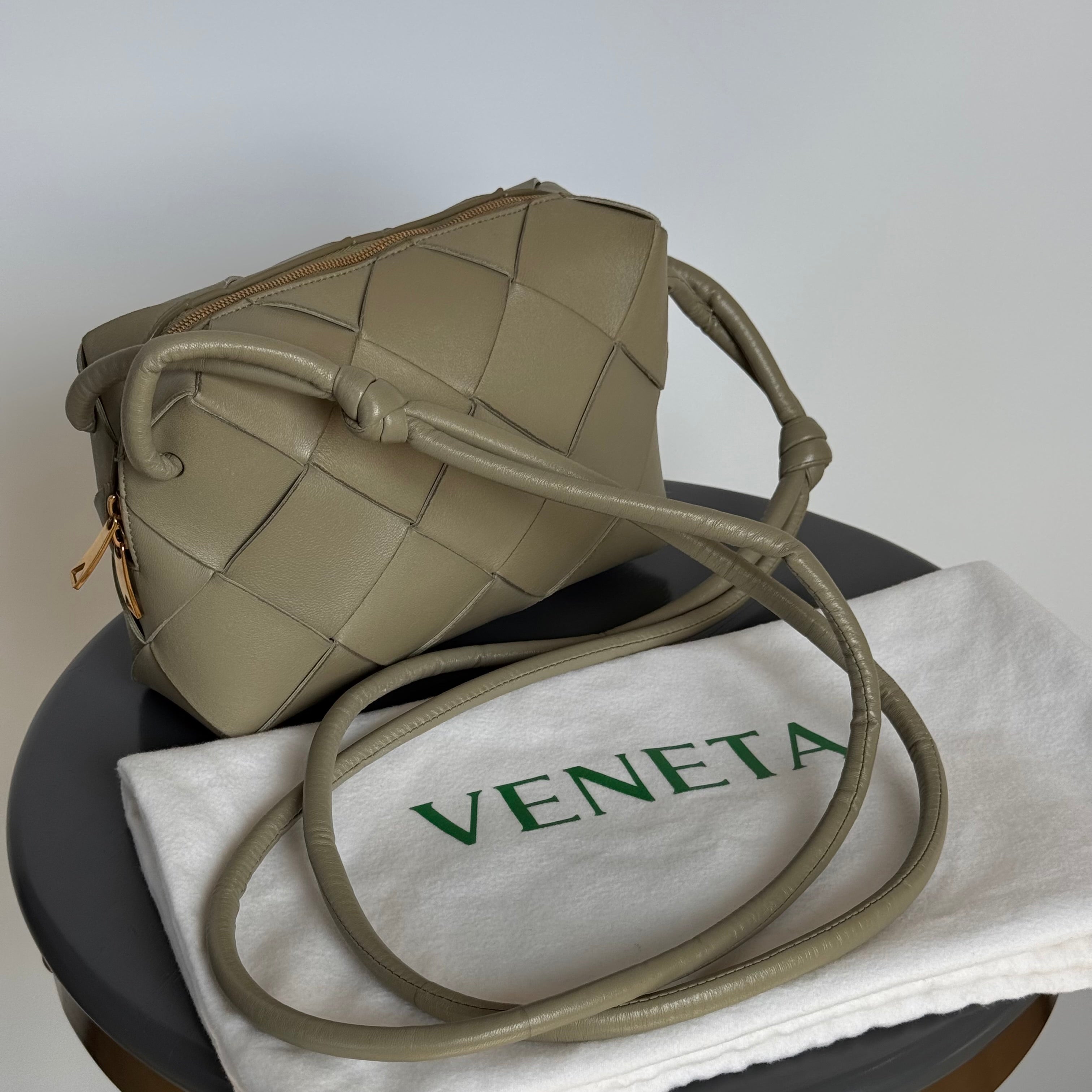 Bottega Veneta Lambskin Maxi Intreccio Small Cassette Camera Bag - Queen May