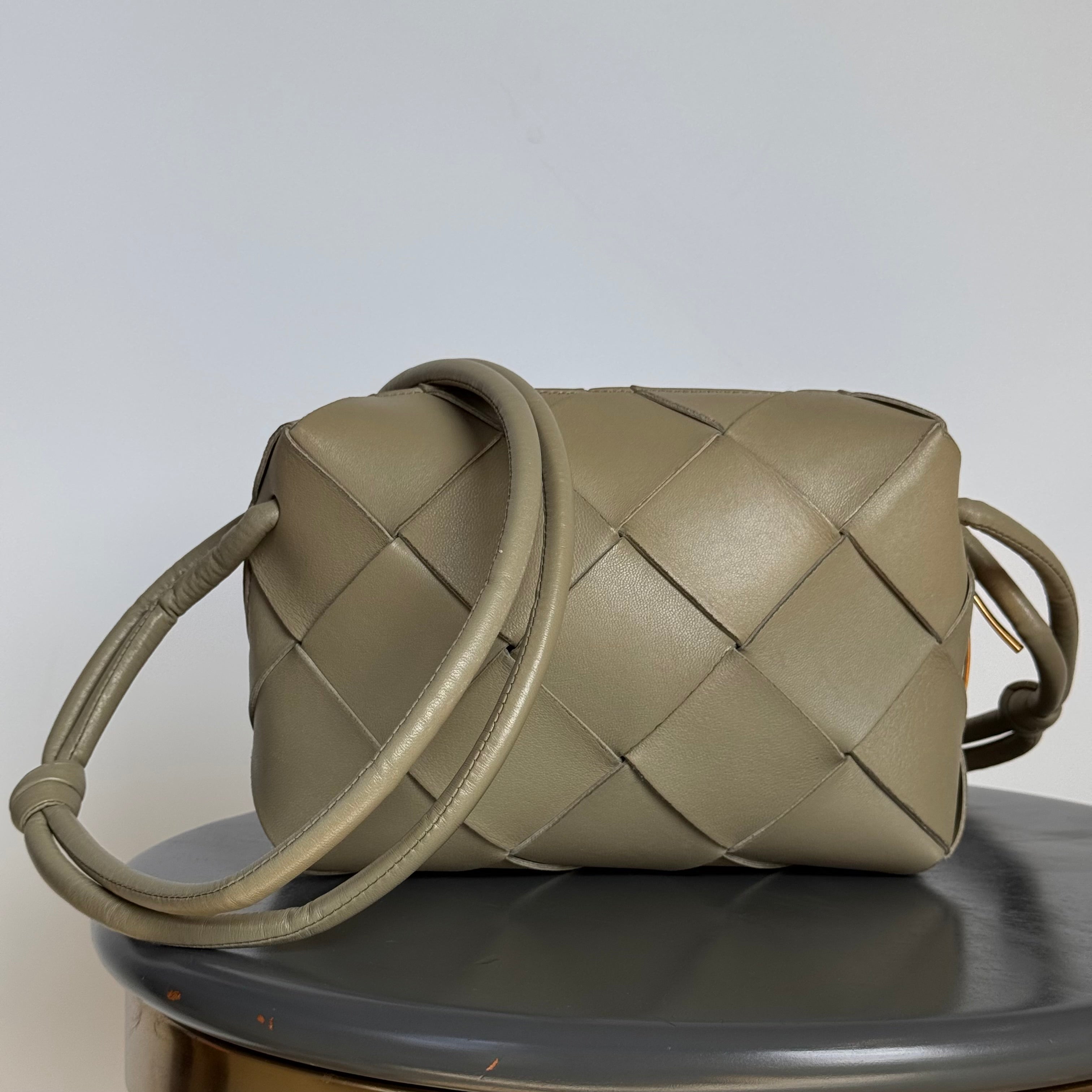Bottega Veneta Lambskin Maxi Intreccio Small Cassette Camera Bag - Queen May