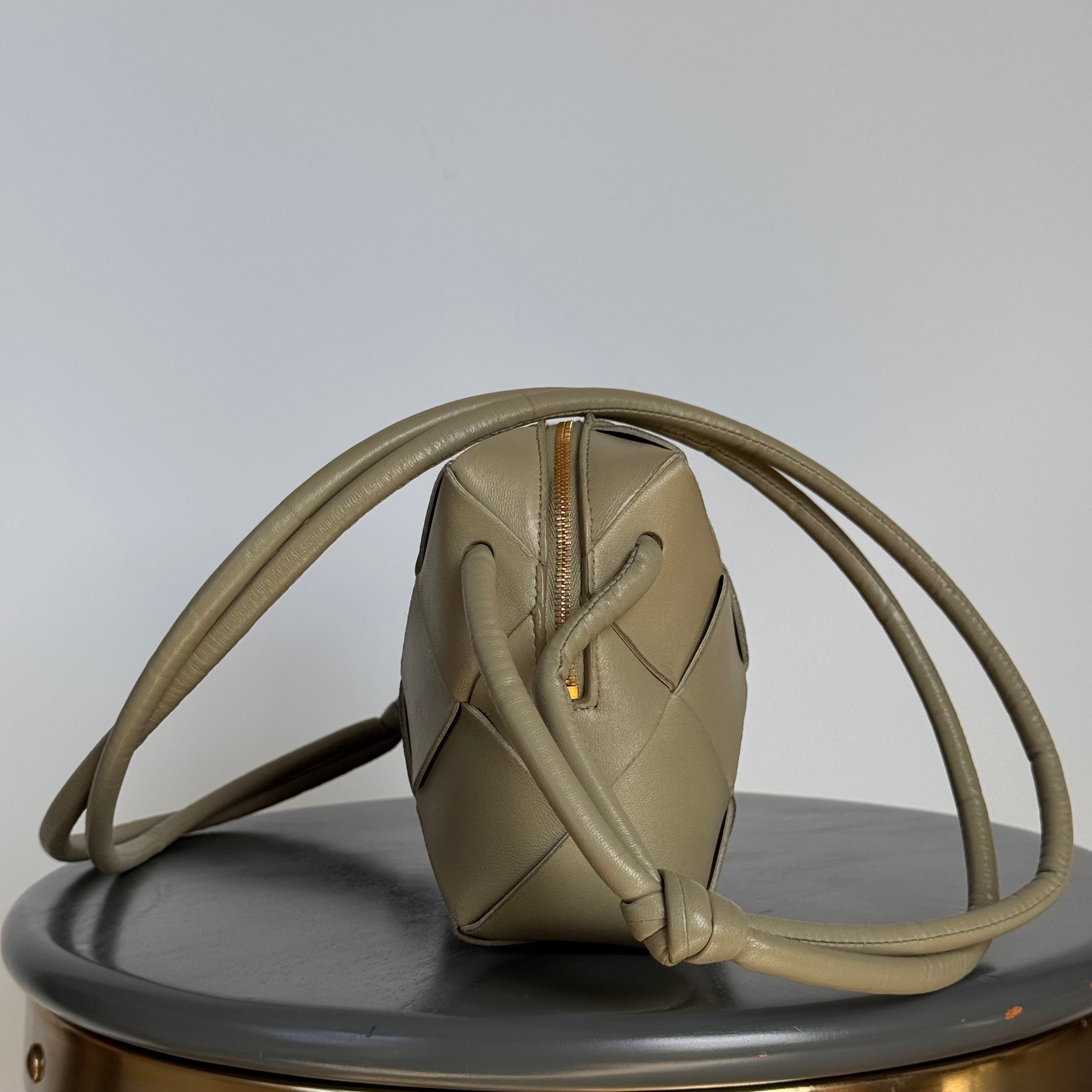 Bottega Veneta Lambskin Maxi Intreccio Small Cassette Camera Bag - Queen May