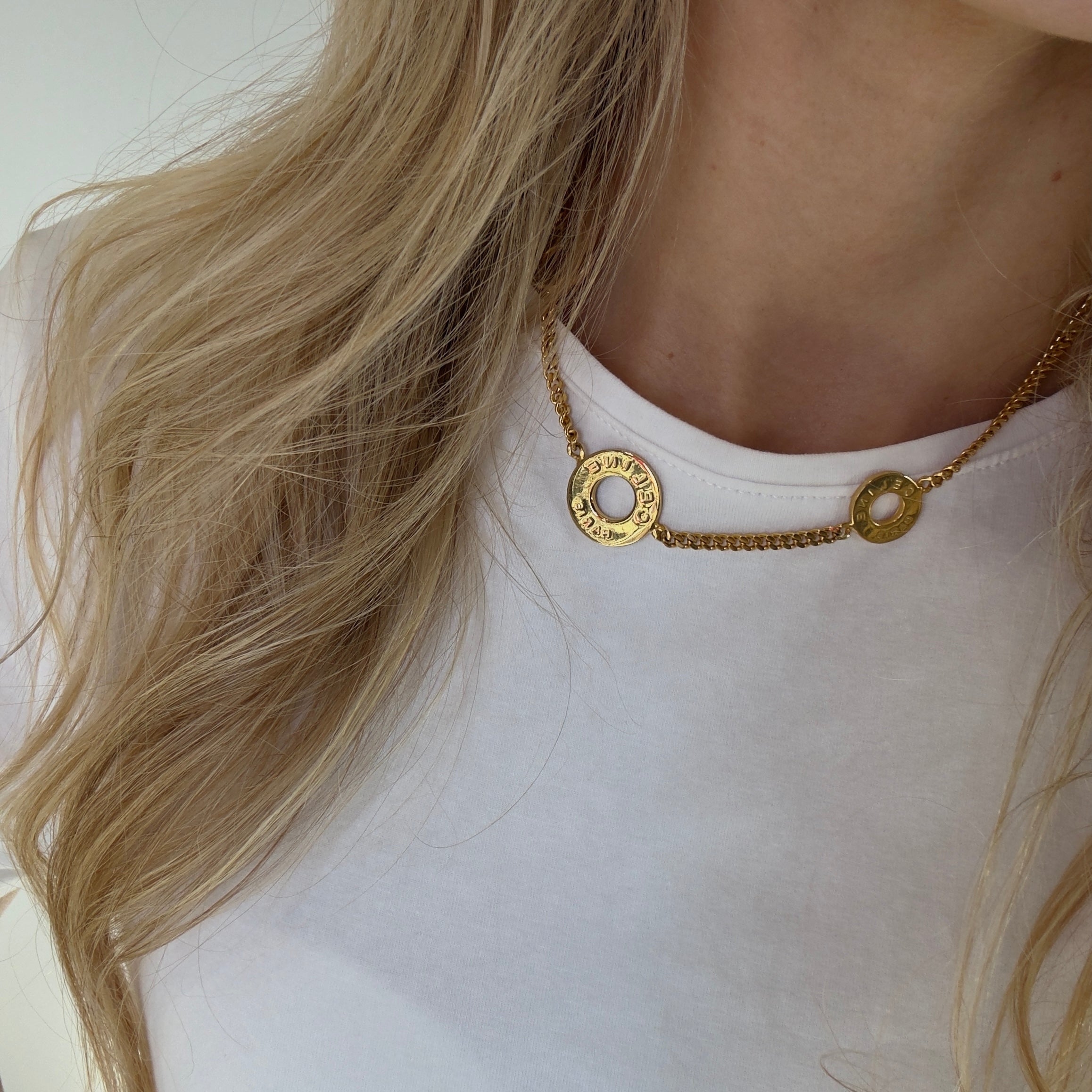 Rare Celine Gold-Tone Disk Choker - Queen May