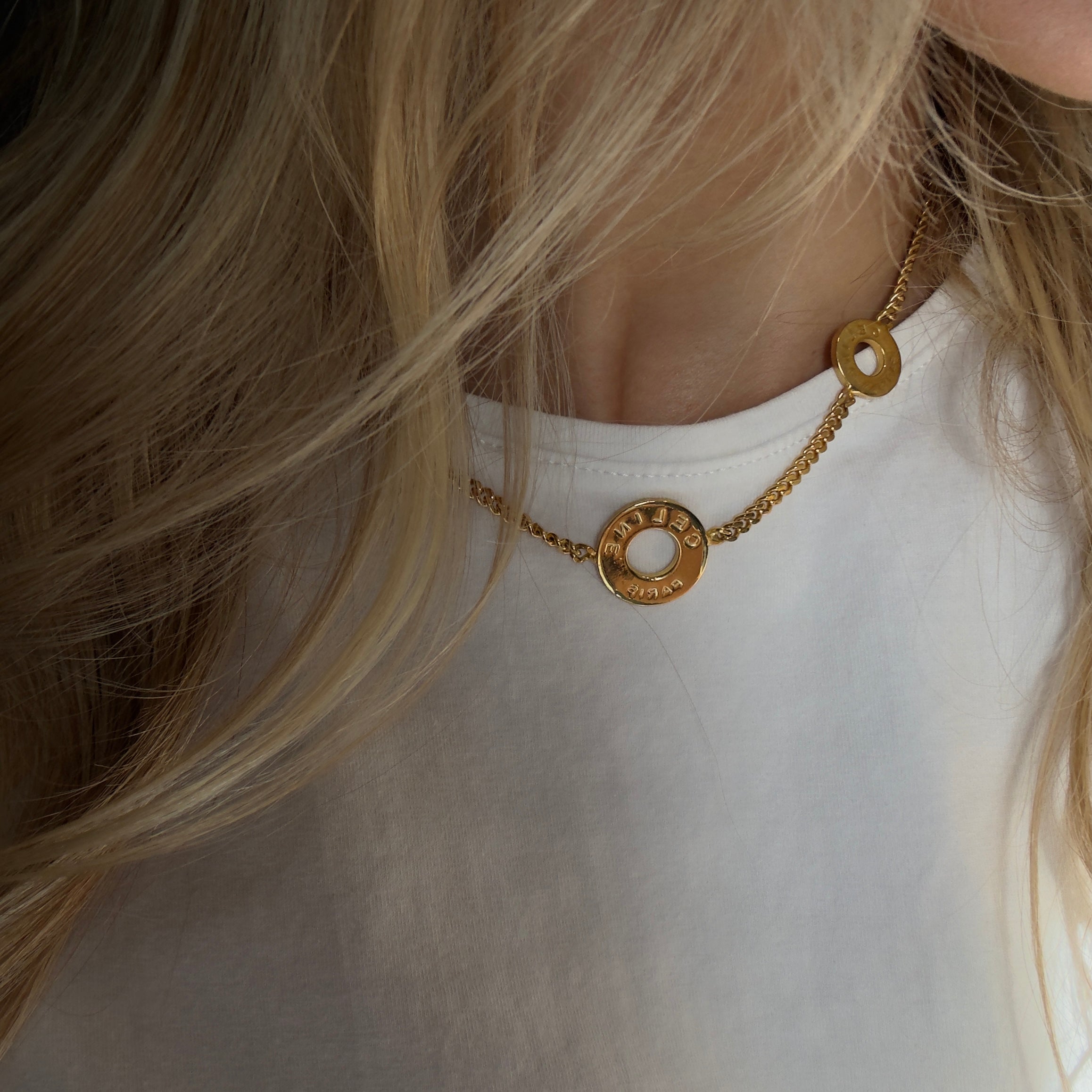 Rare Celine Gold-Tone Disk Choker - Queen May