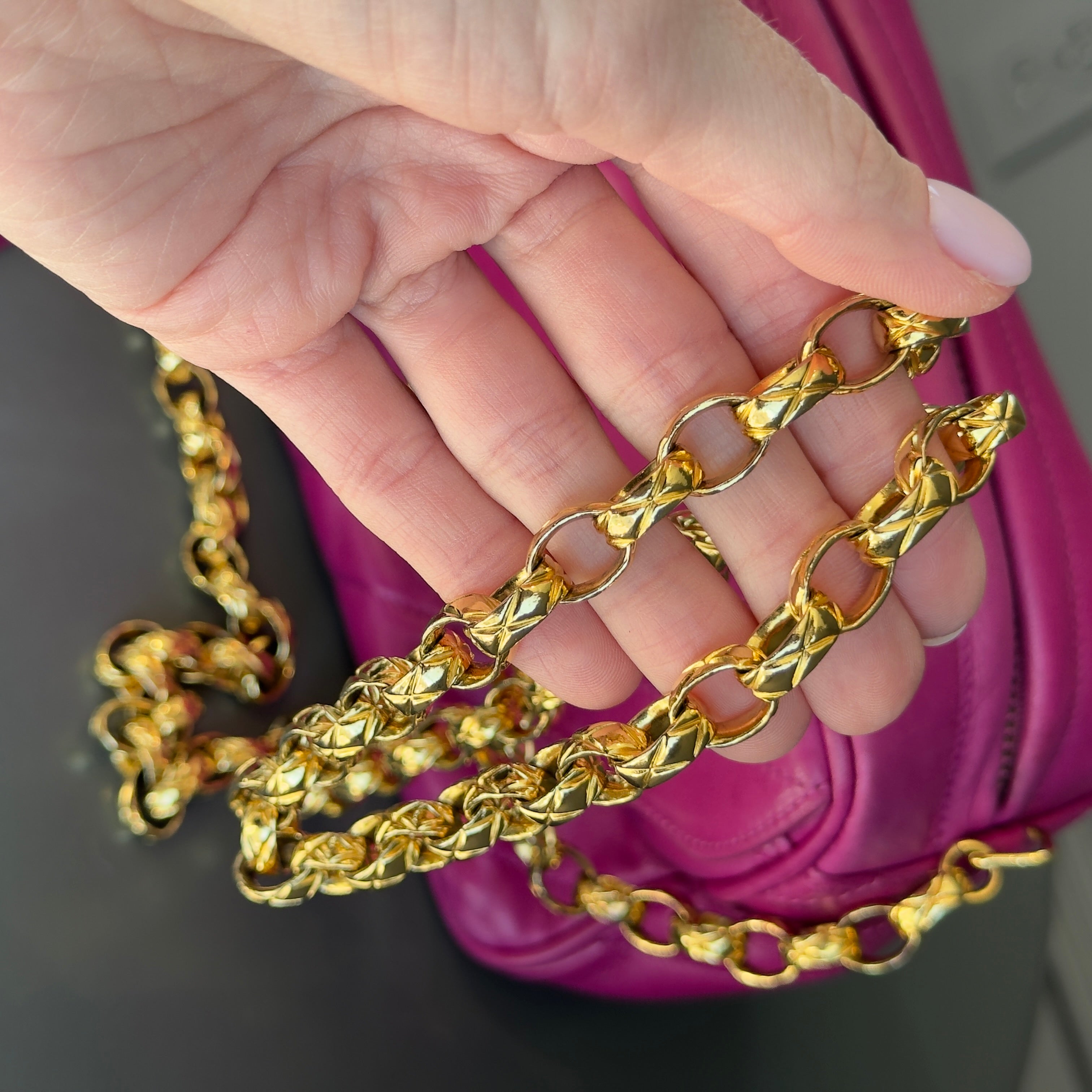 Chanel Mademoiselle Fringe Chain Shoulder Bag Lambskin Fuchsia CC Bijoux Chain - Queen May
